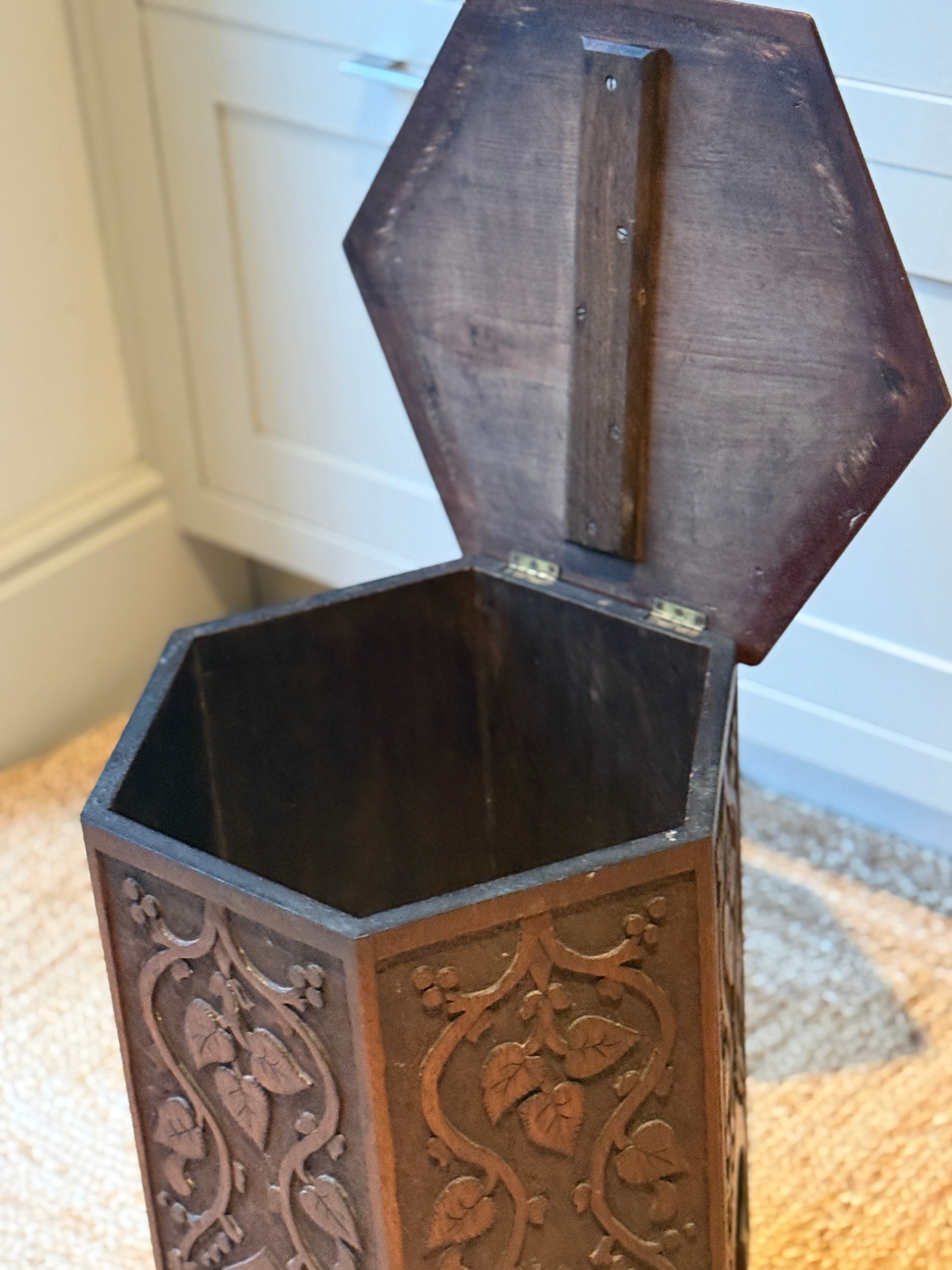 Carved Walnut Mirhab table with internal storage