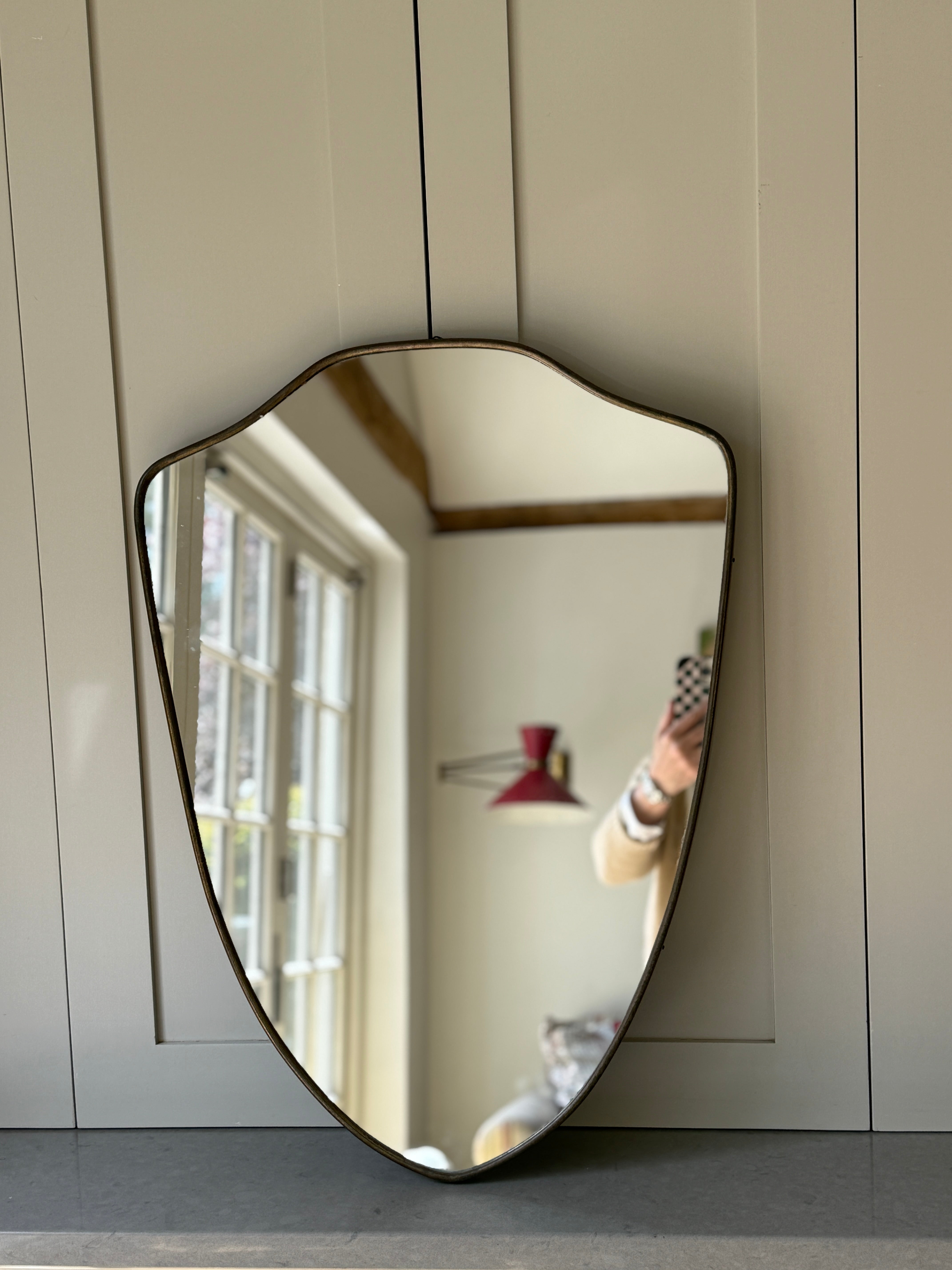 Small Brass Shield Mirror (66x48.5cm)