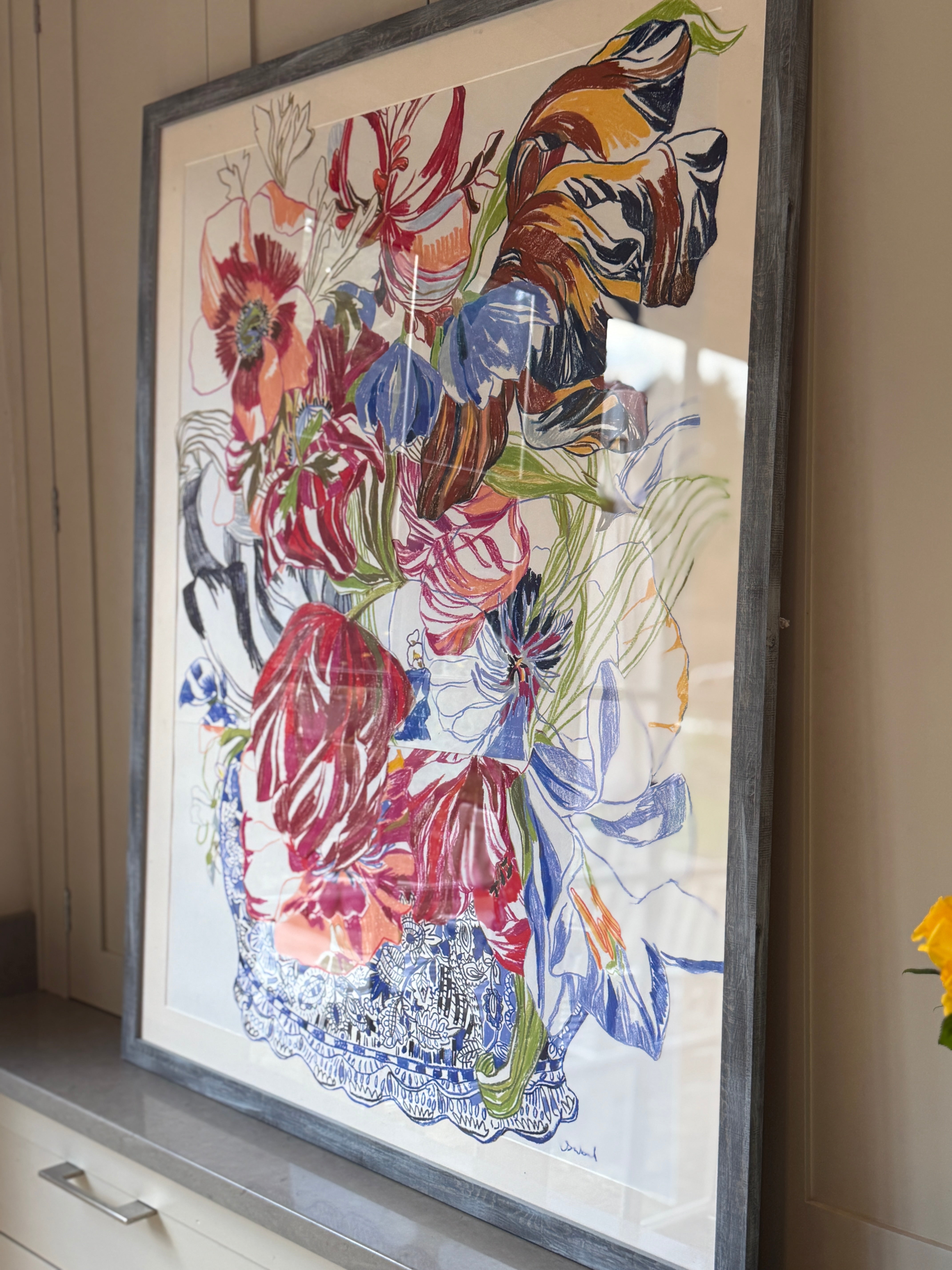 Large Framed Isabel Fishlock - Tulips in Delft