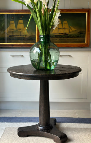 Vintage Leather Clad Pedestal Table