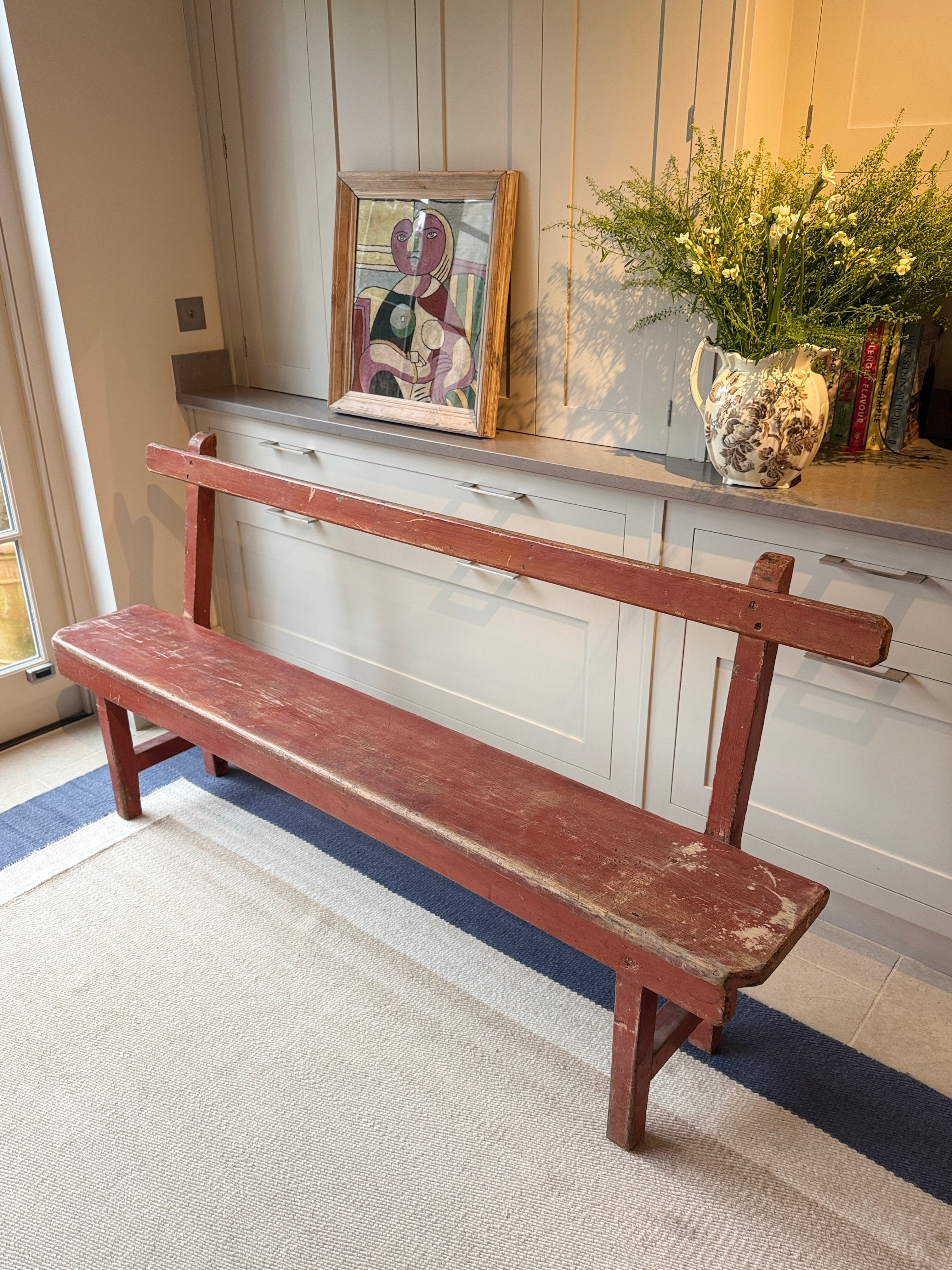 Rustic Painted Pine Bench