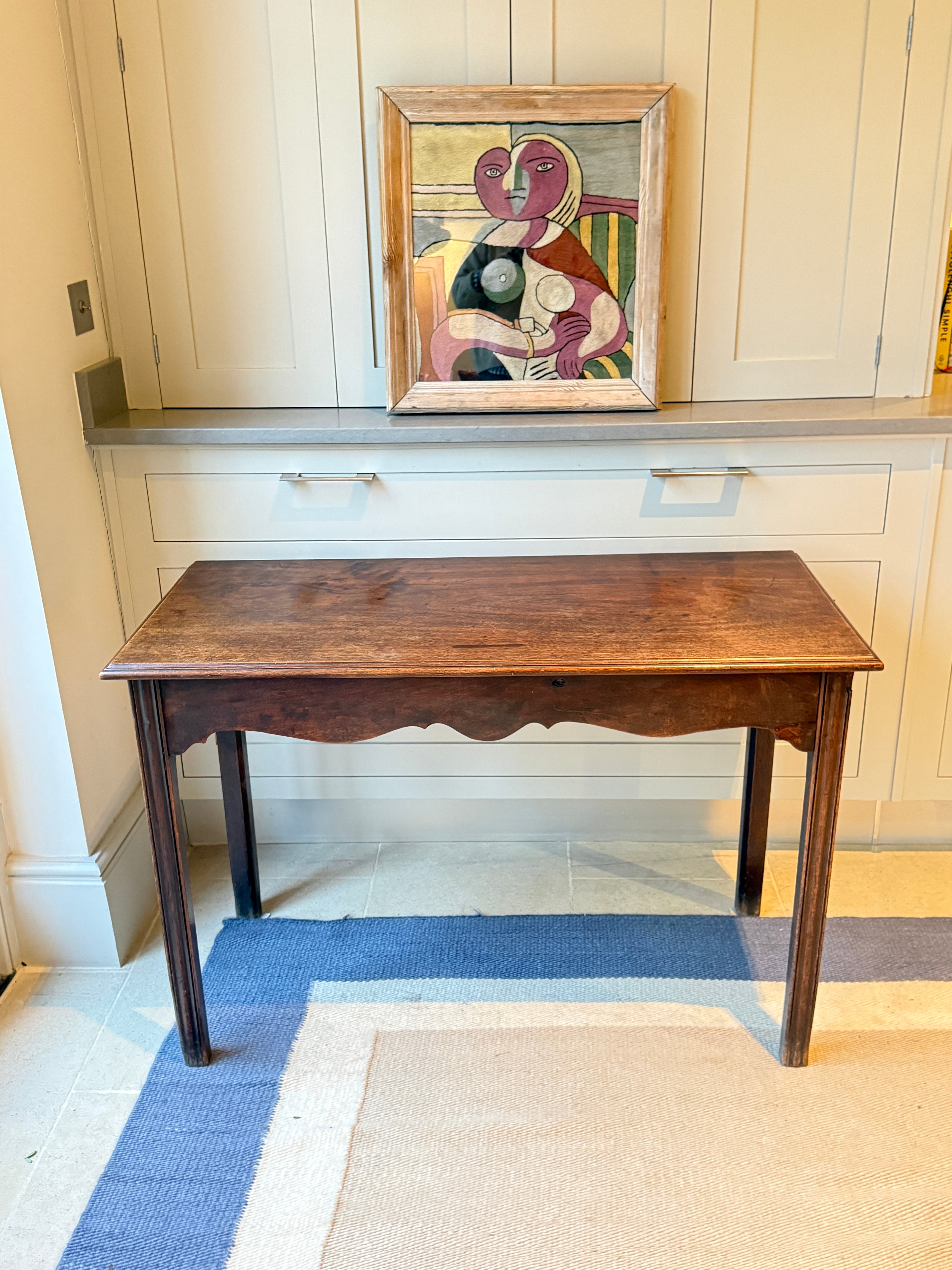 Georgian Oak Hall Table with scalloped apron