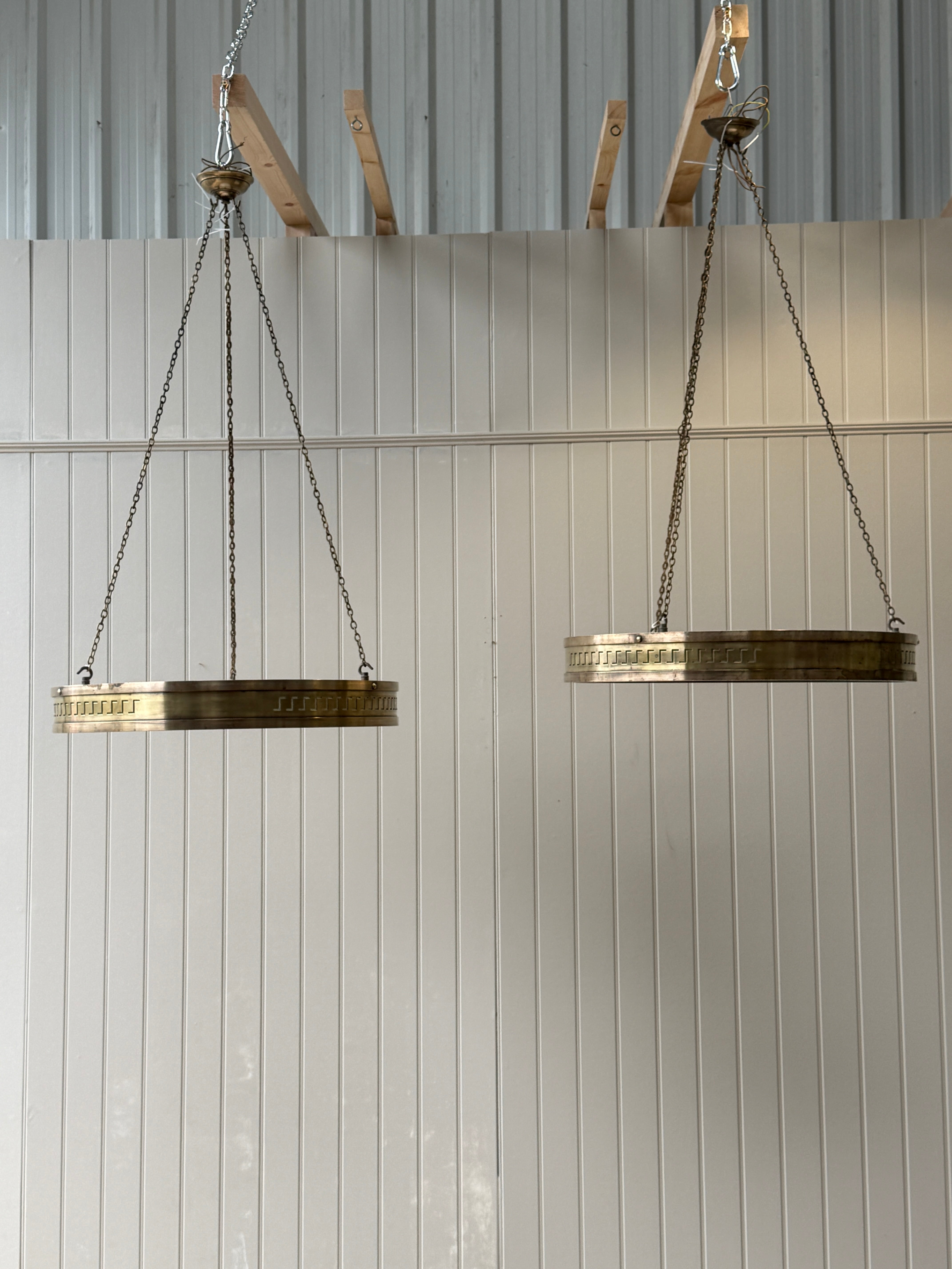 Pair of Brass Plafonniers from the Lewis Building in Liverpool