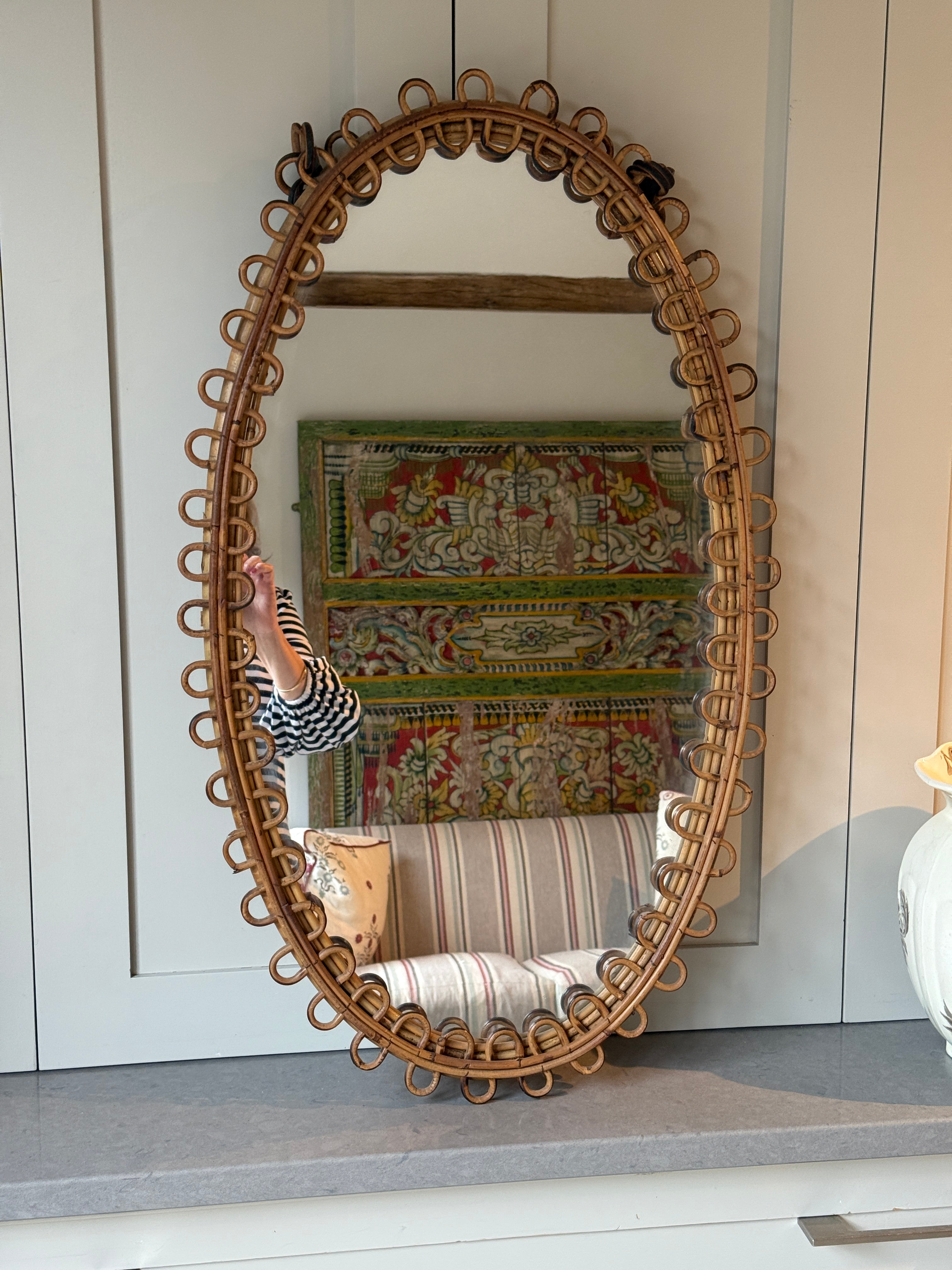 Albini Italian Cane Mirror with Chain