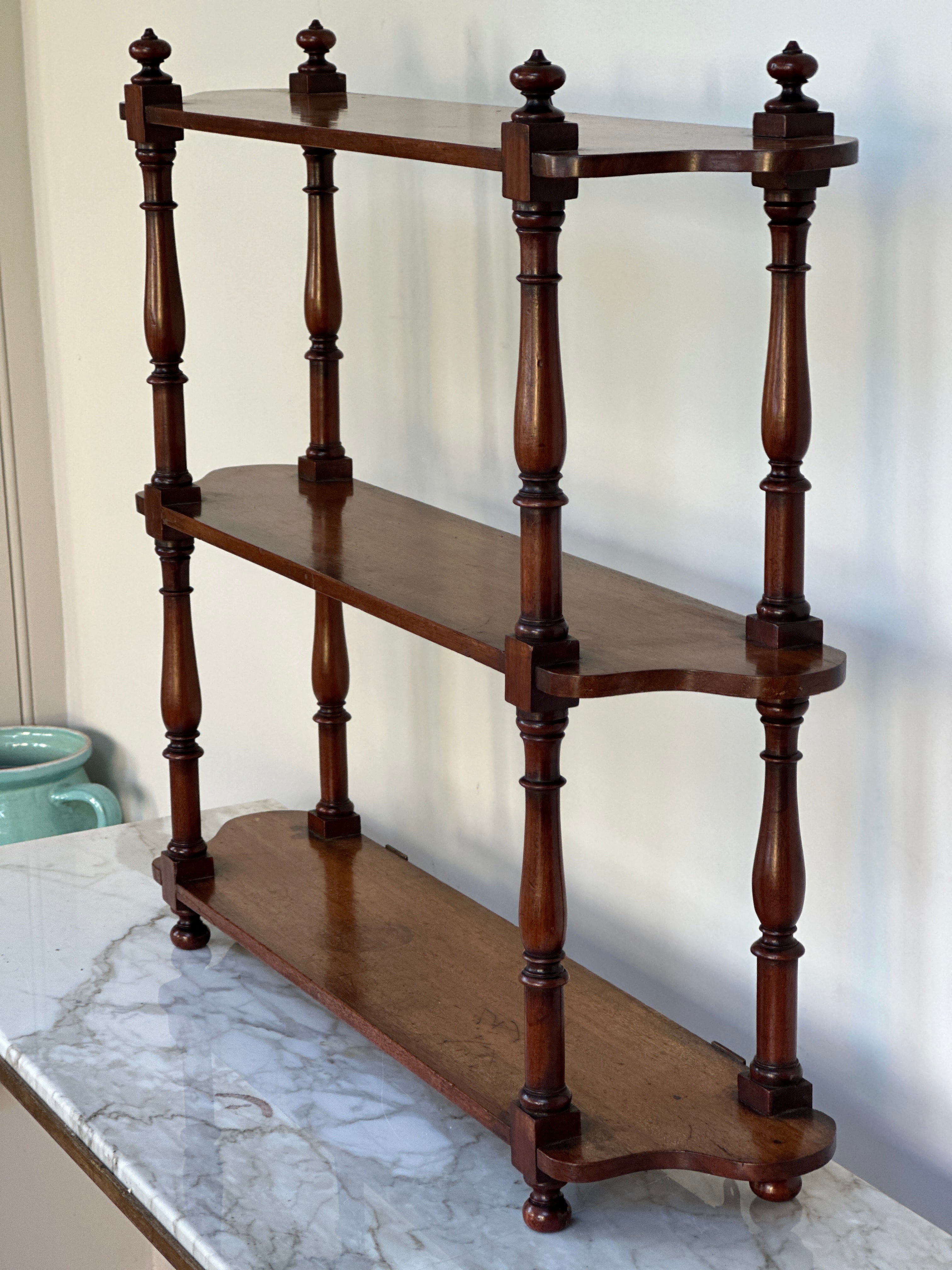 Small Mahogany Wall Shelves with 3 Tiers