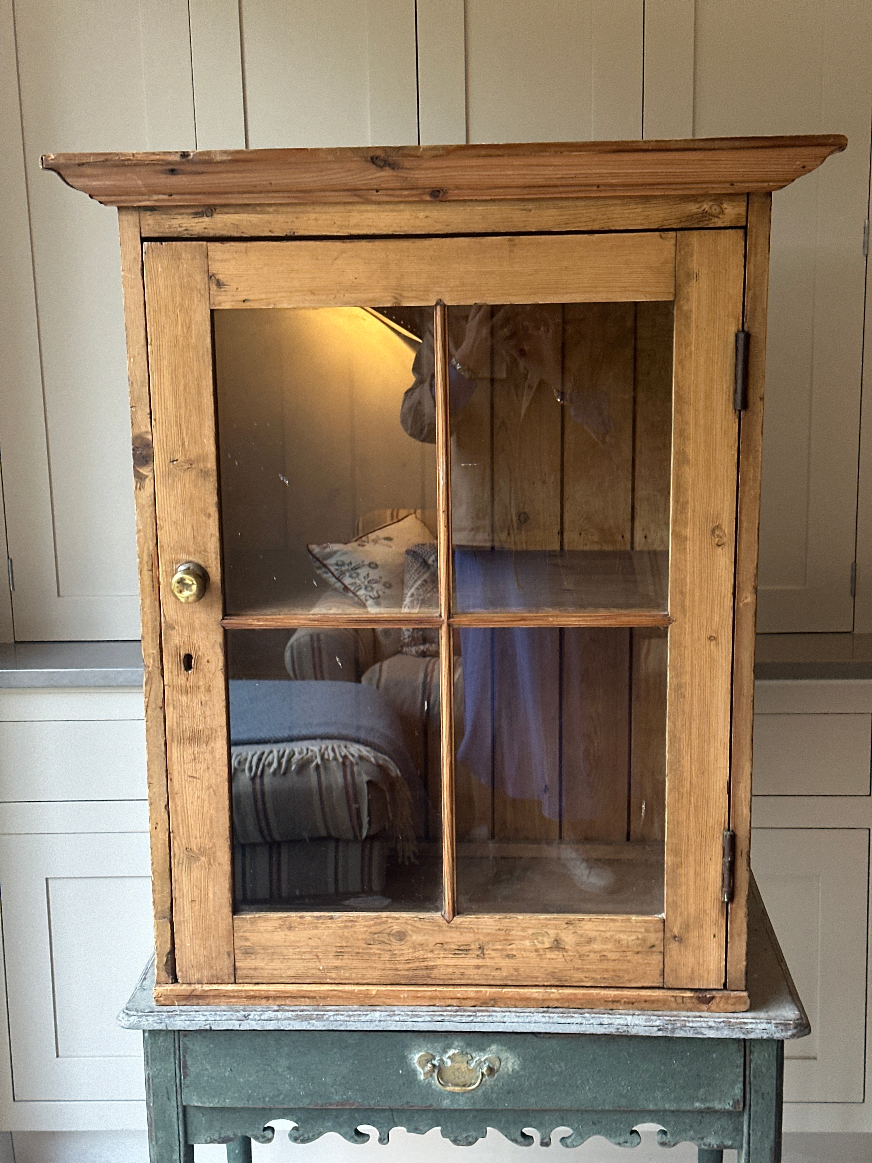 Victorian Pine Glazed Cupboard