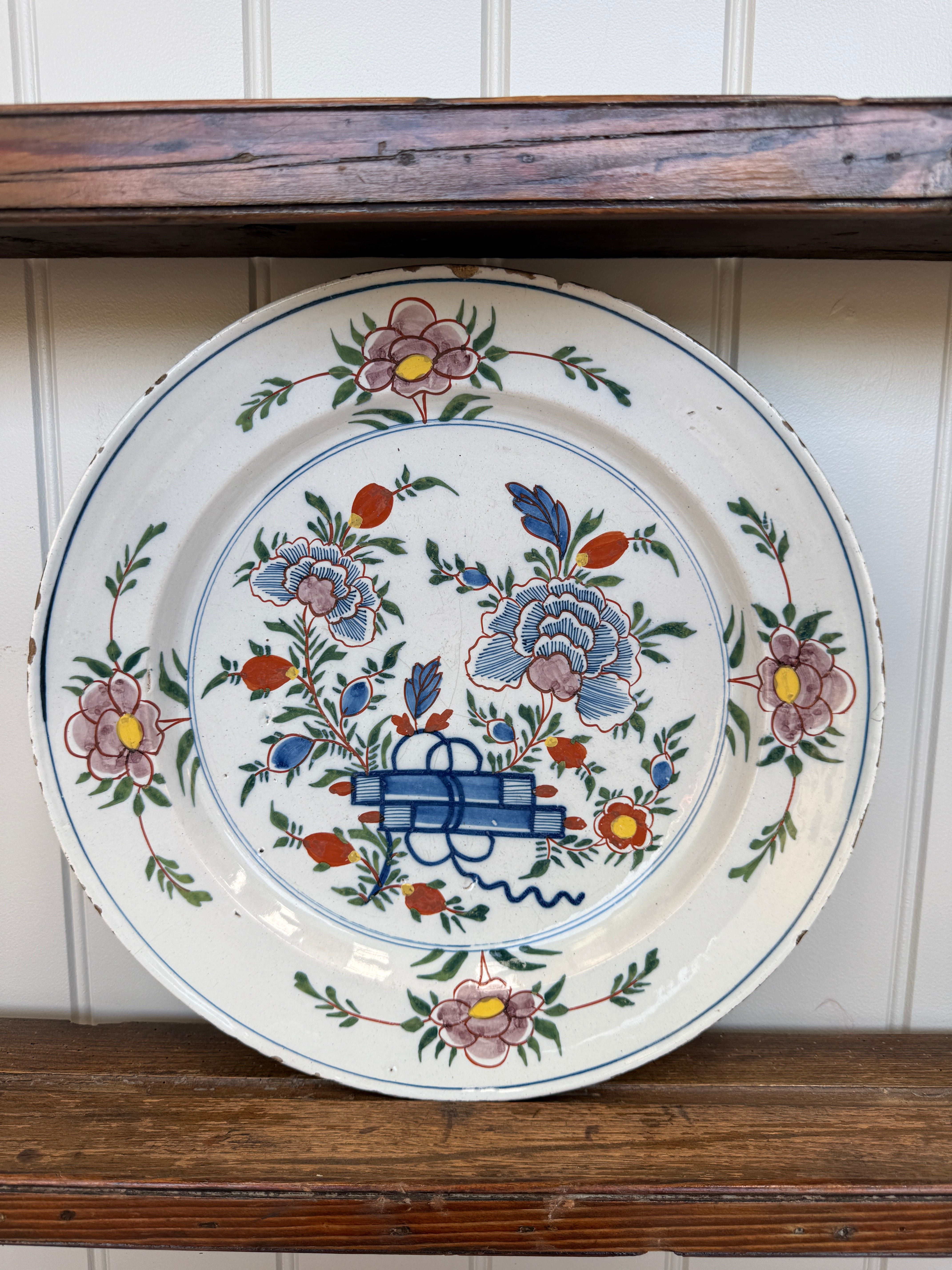 A Large Dutch Delft Polychrome Charger, circa 1760–70