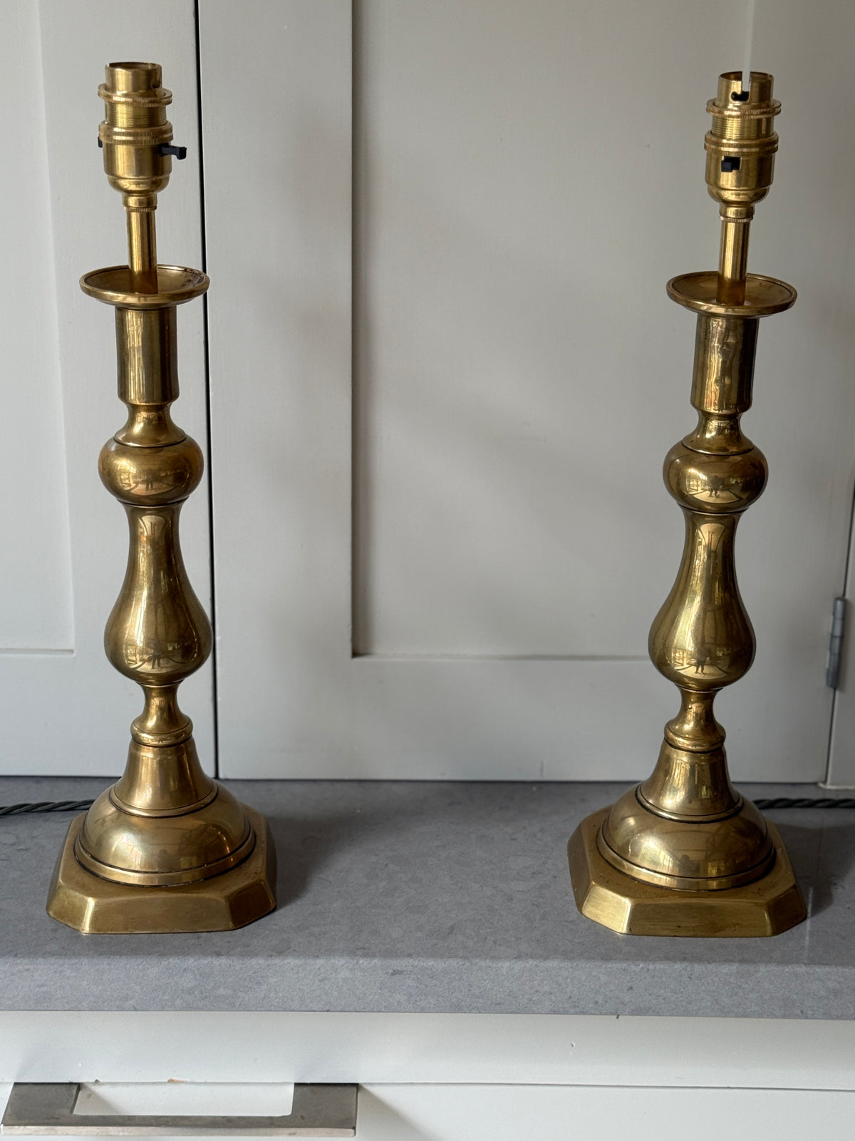 Pair of Tall Brass Table Lamps