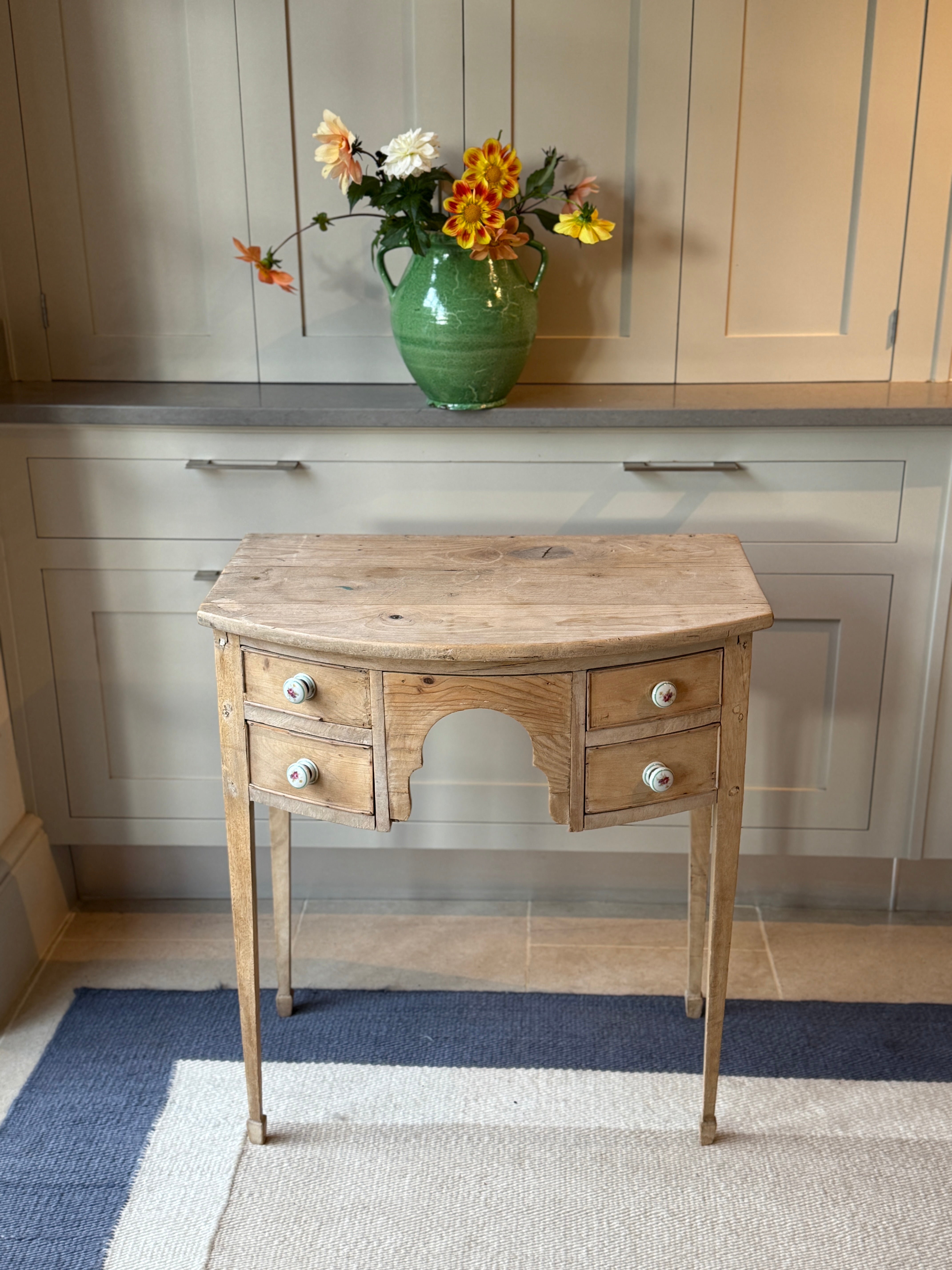 Georgian Bow Fronted Pine Side Table