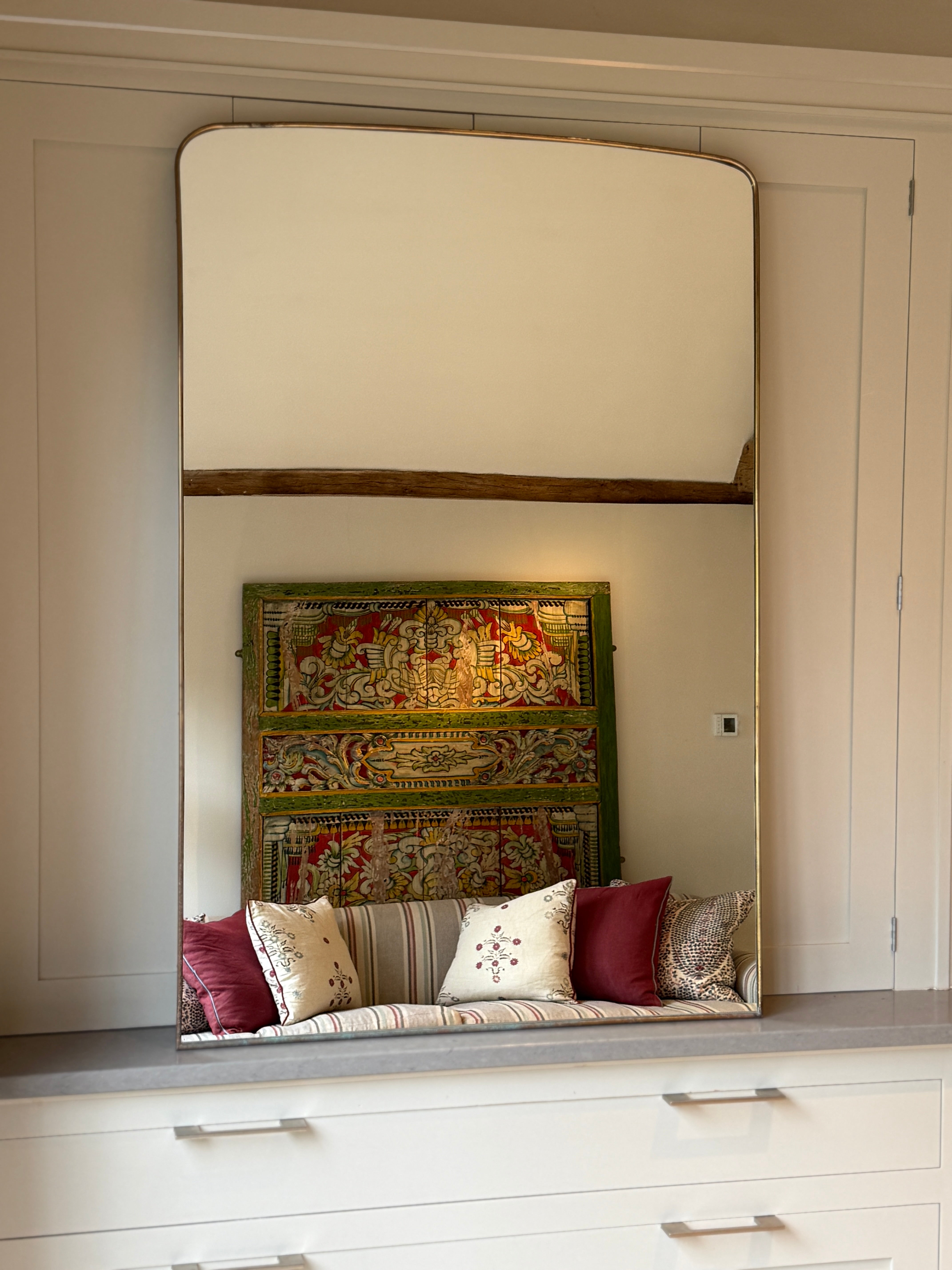 Large Italian Brass Shield Mirror