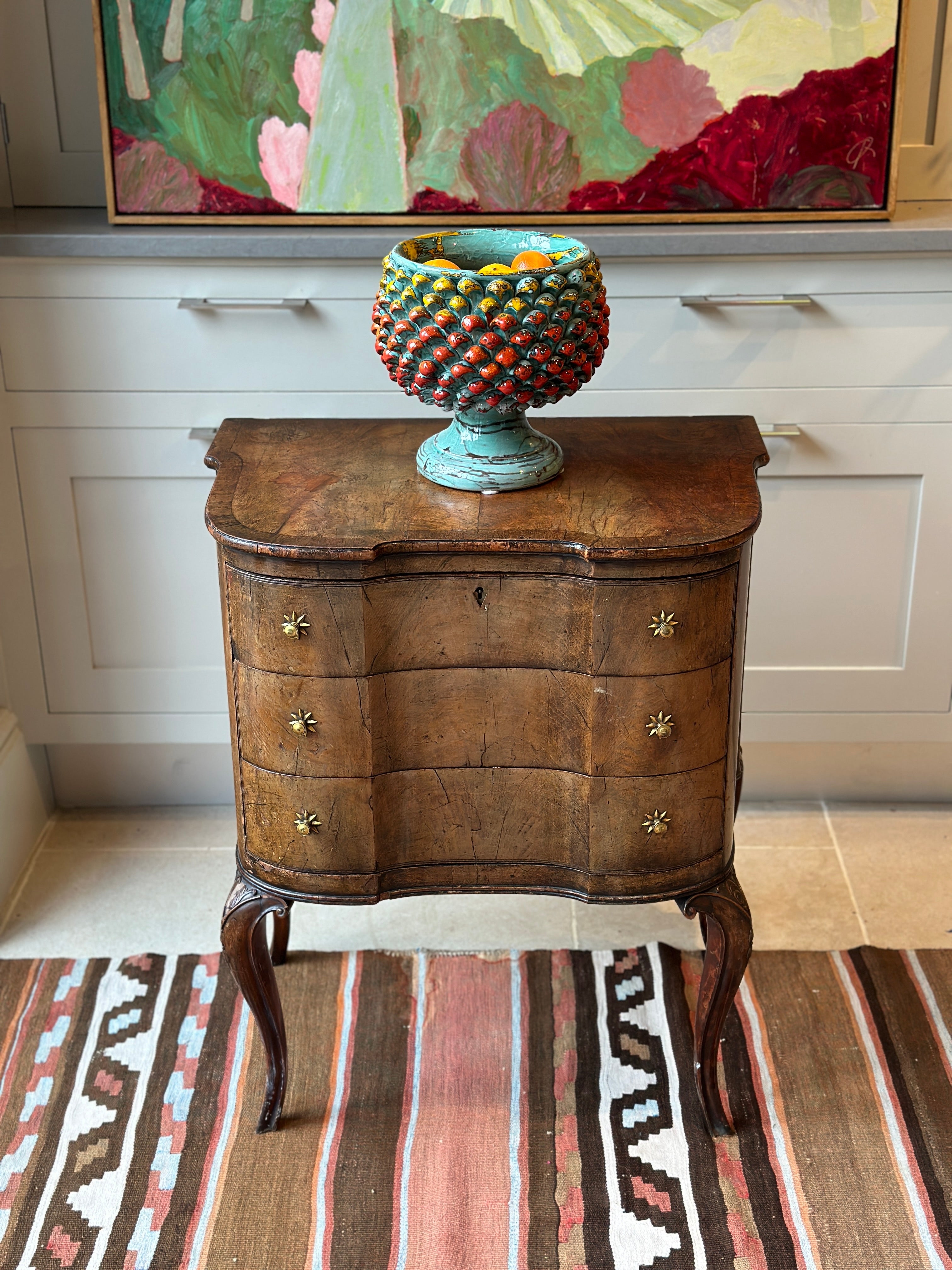 Walnut Commode with Brass Star Handles