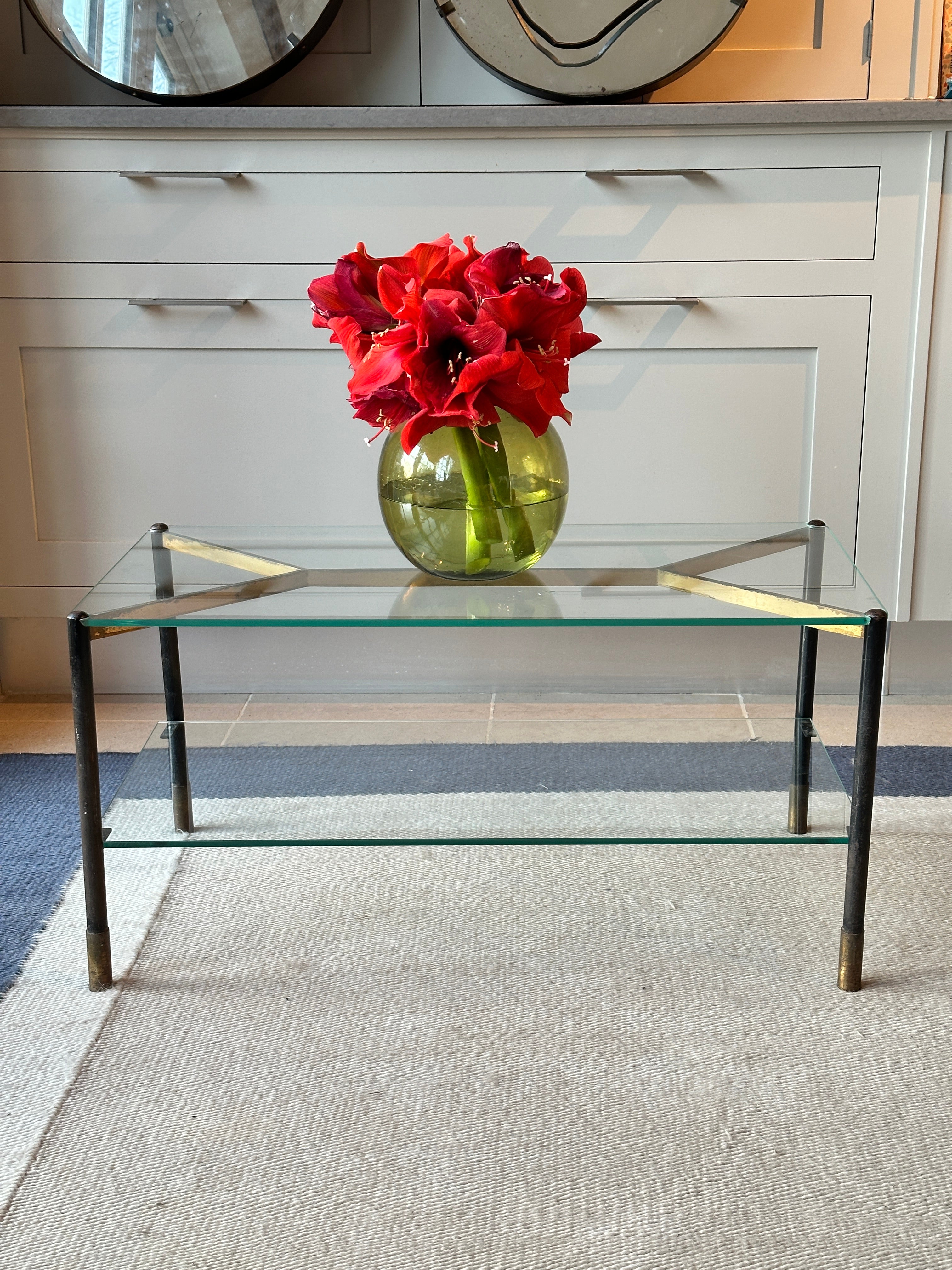 Italian Brass and Glass Mid Century Coffee Table