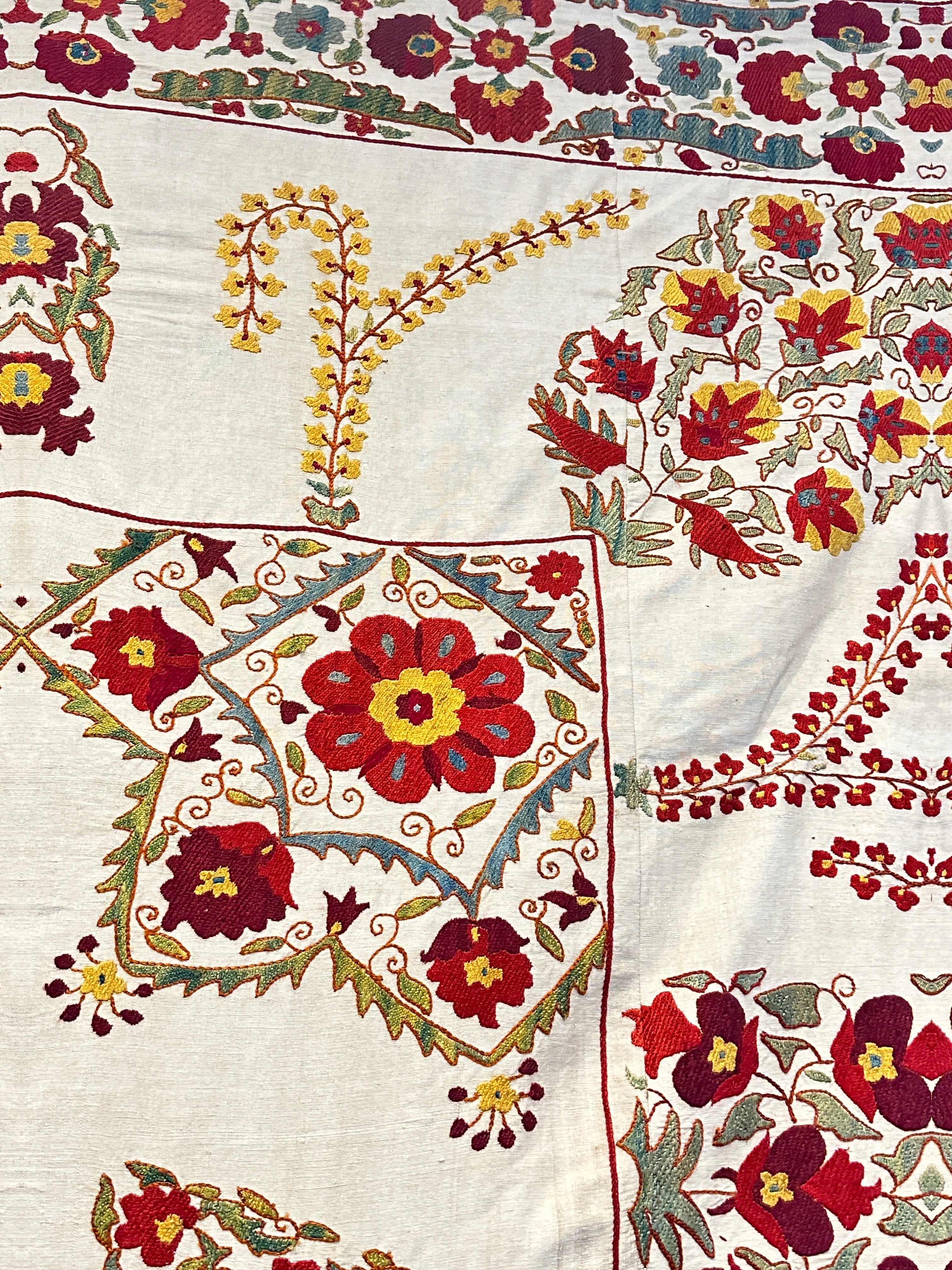 Large Antique Silk on Cotton Suzani