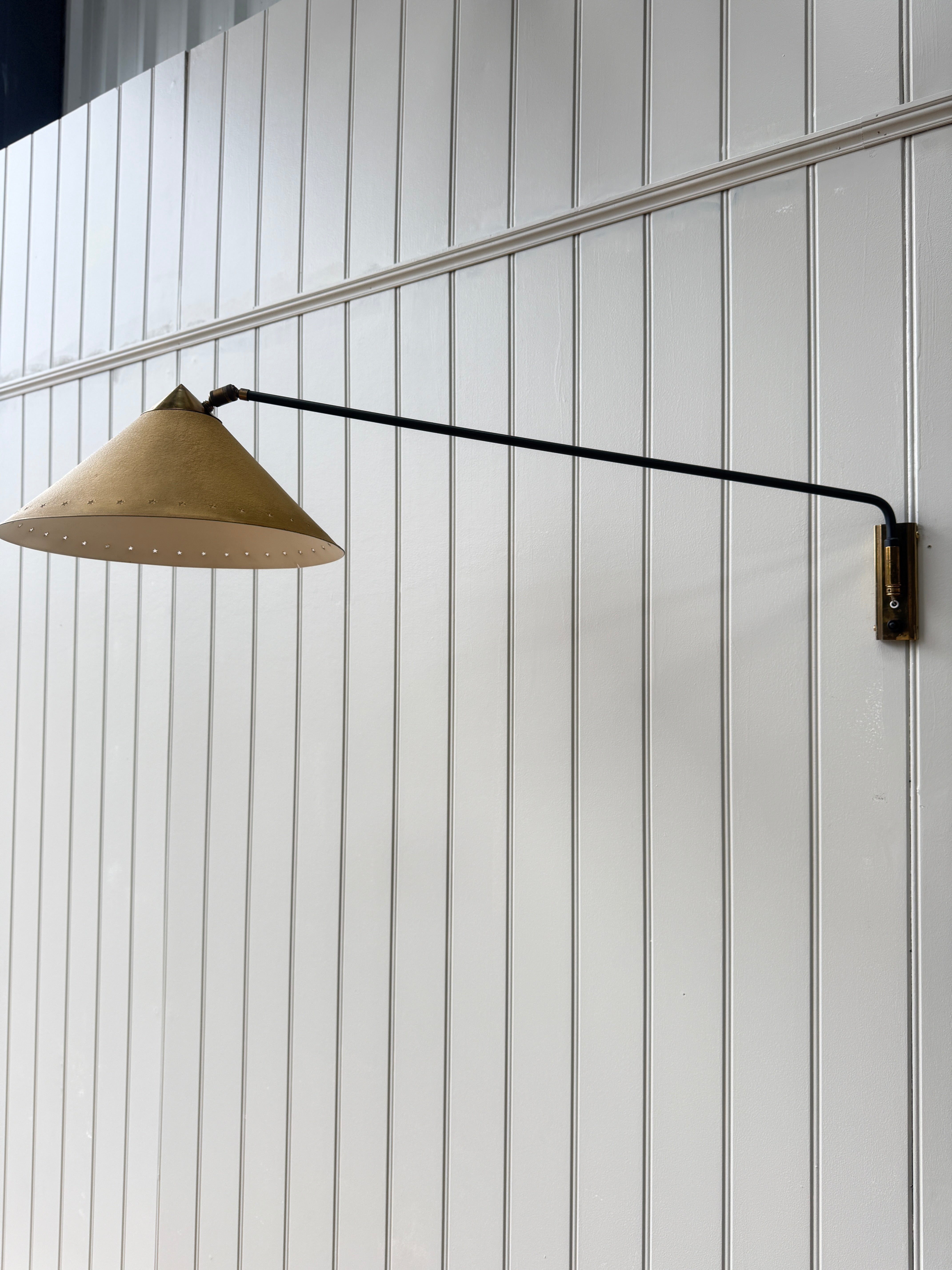 Brass French Wall Light with Yellow shade