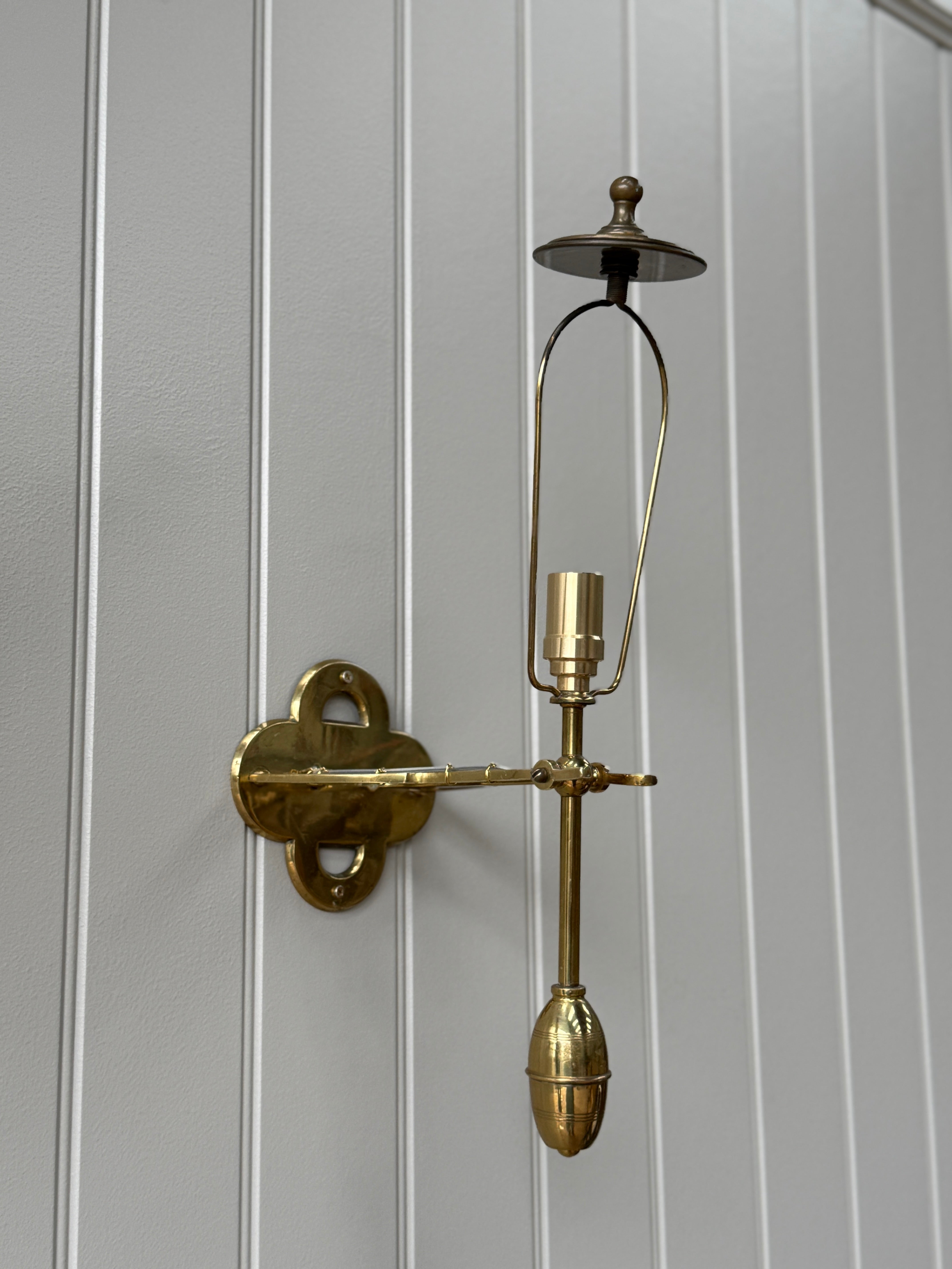 Pair of Italian Brass Wall Lights with Shades