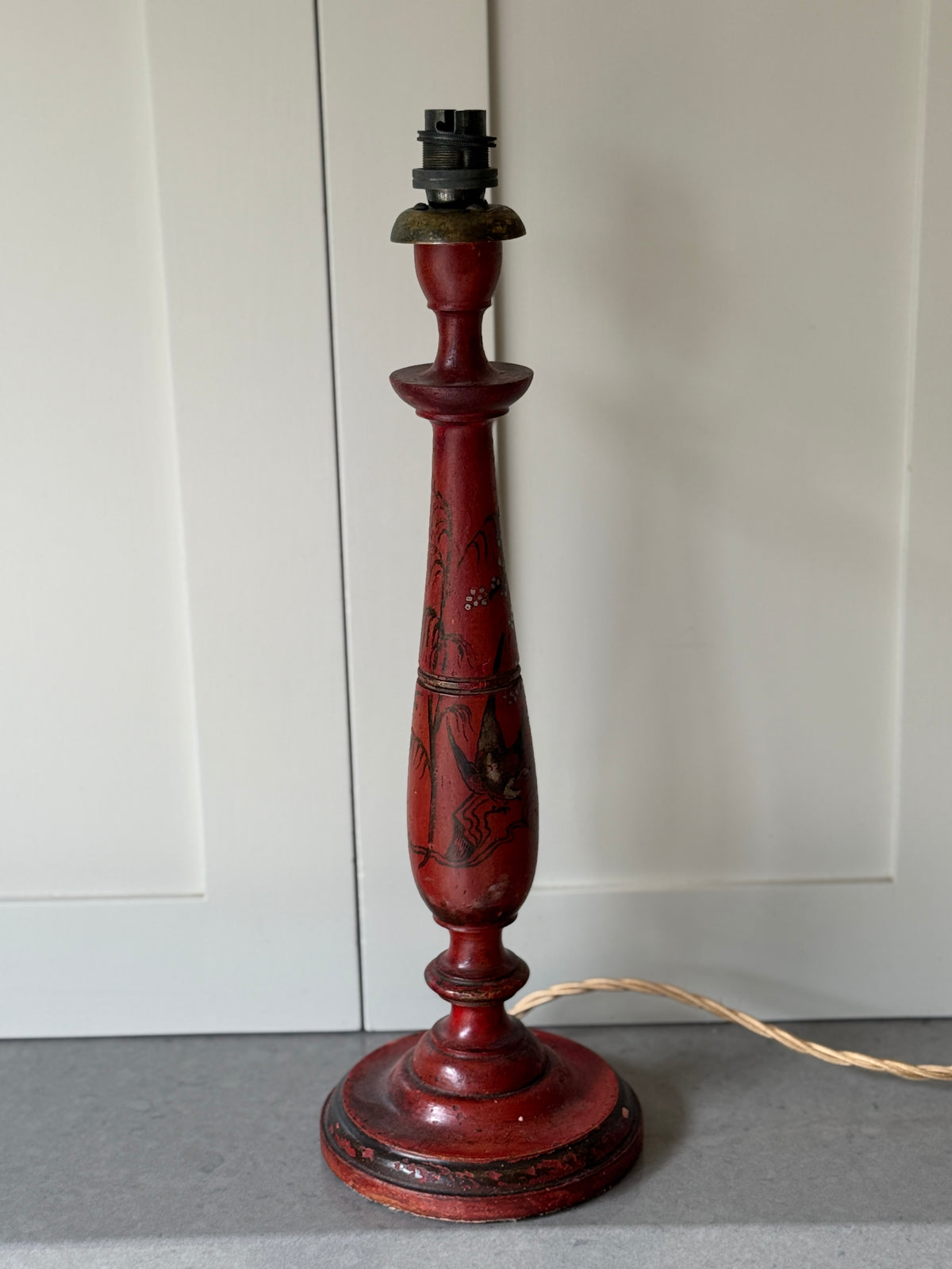 1920s Red Chinoiserie Table Lamp
