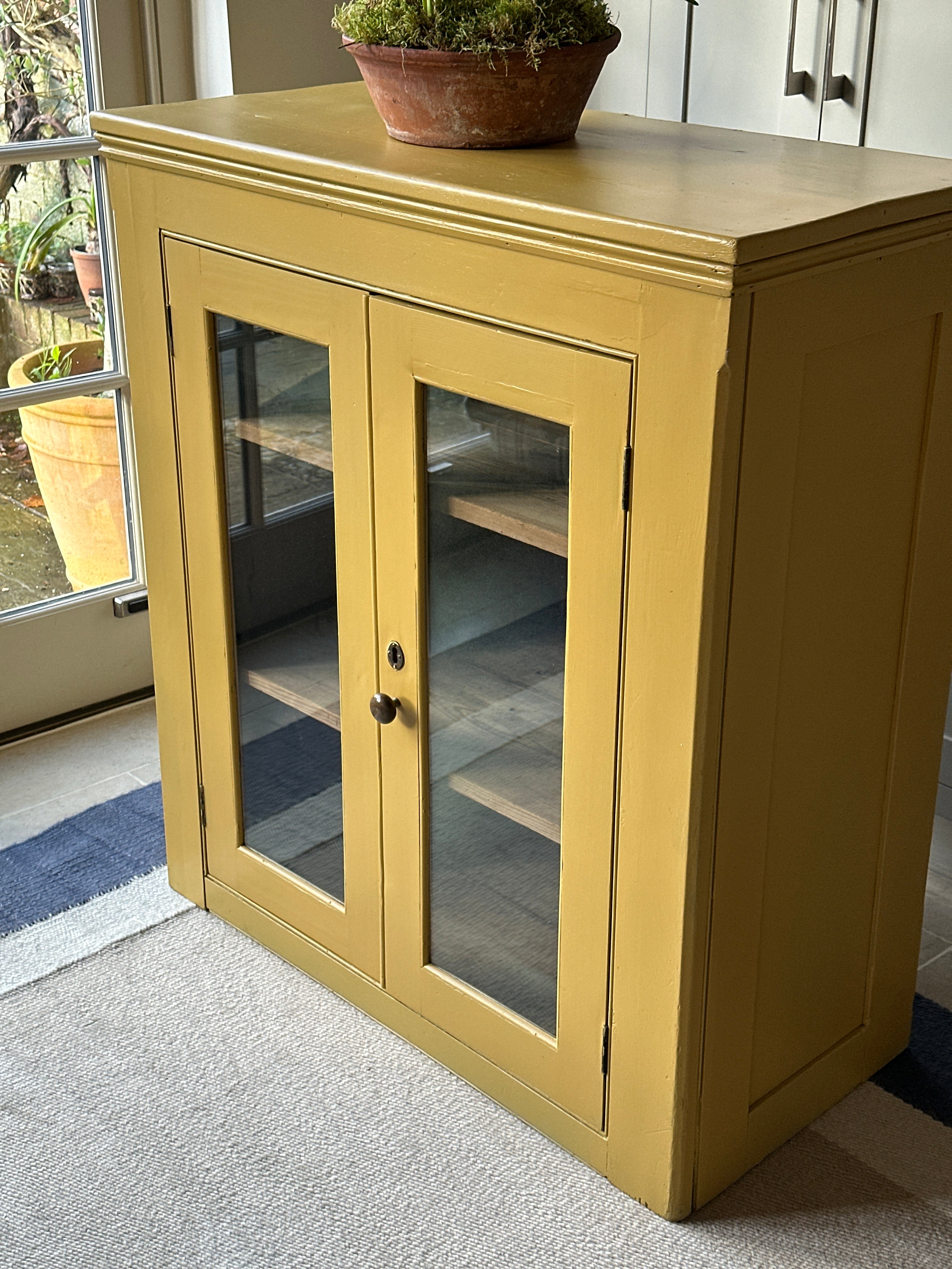 Antique Pine Glazed Cupboard in FB India Yellow