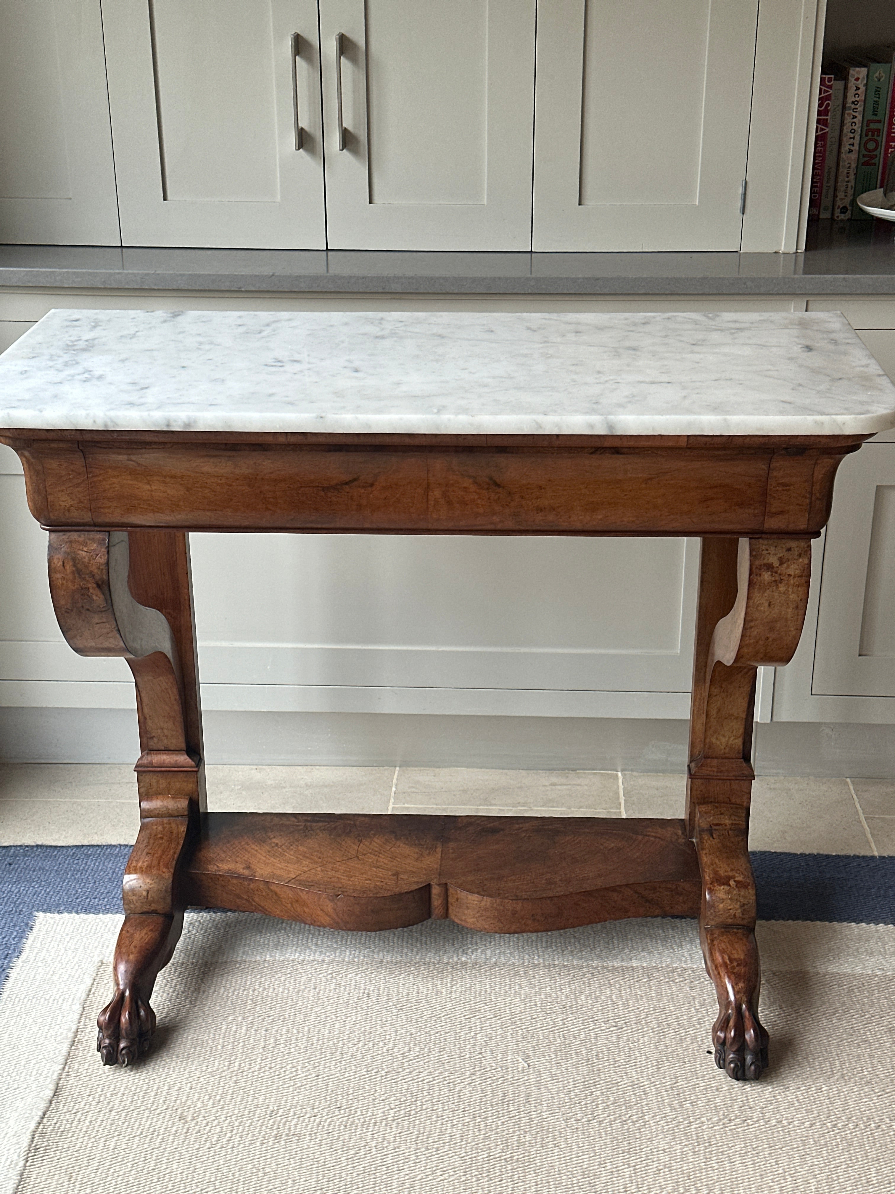 Early 19th Century  French Oak Console with white marble top