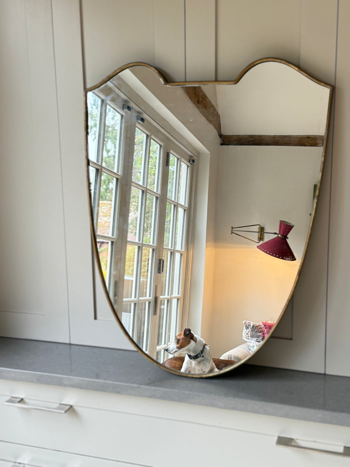 Italian Brass Shield Mirror (75x58cm)
