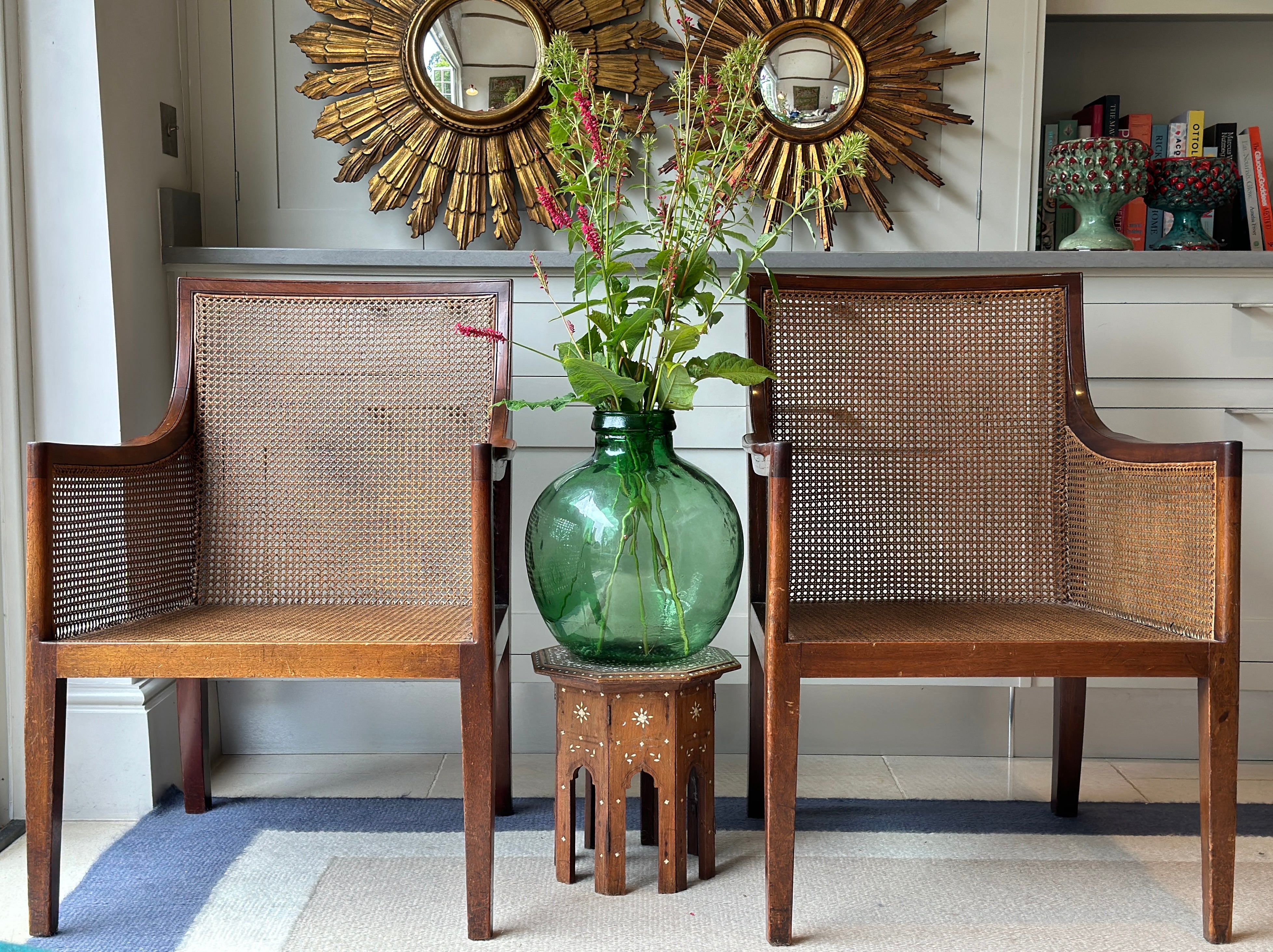 Pair of late 19th Century Mahogany Bergere Chairs