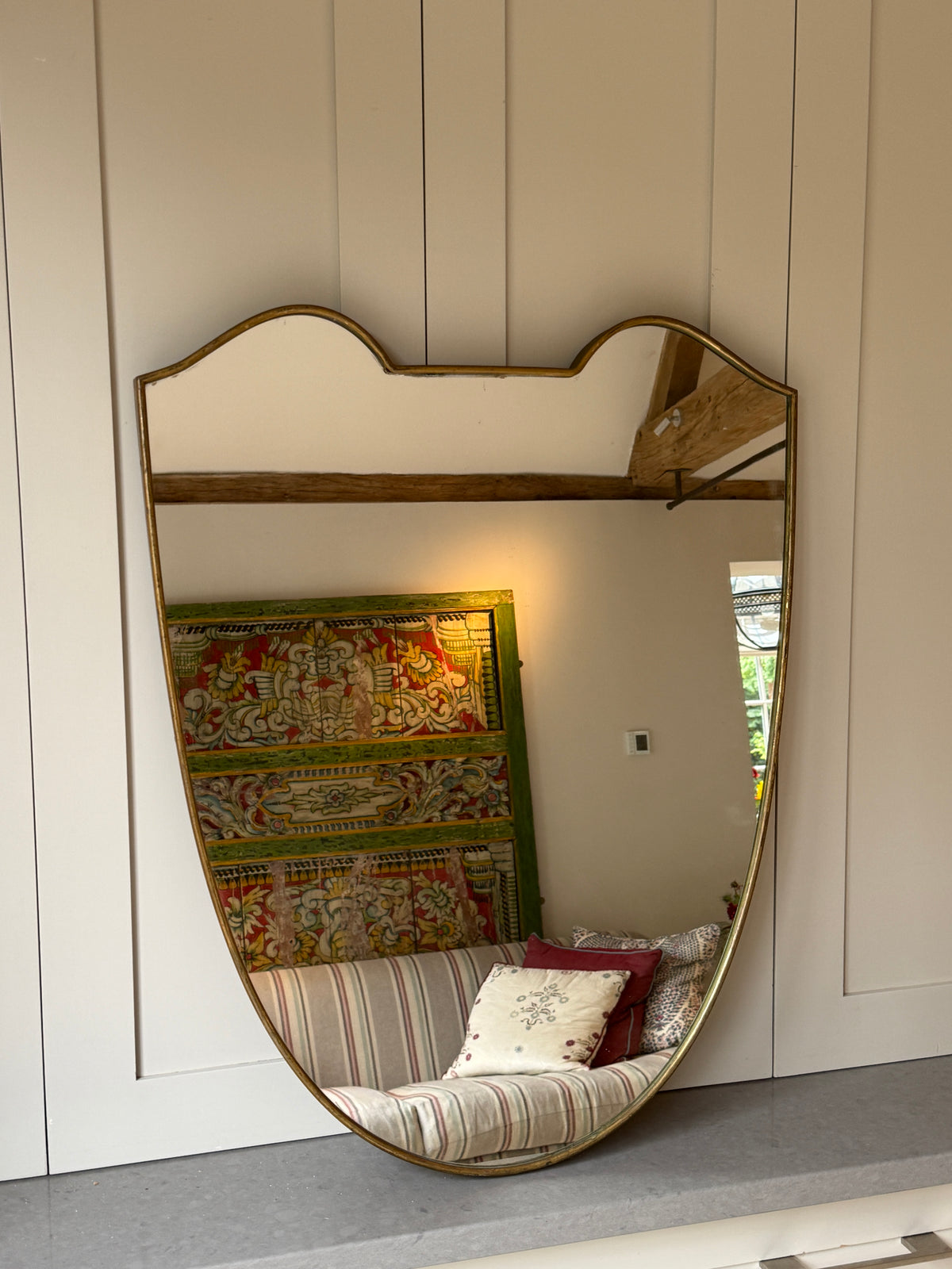 Italian Brass Shield Mirror (75x58cm)