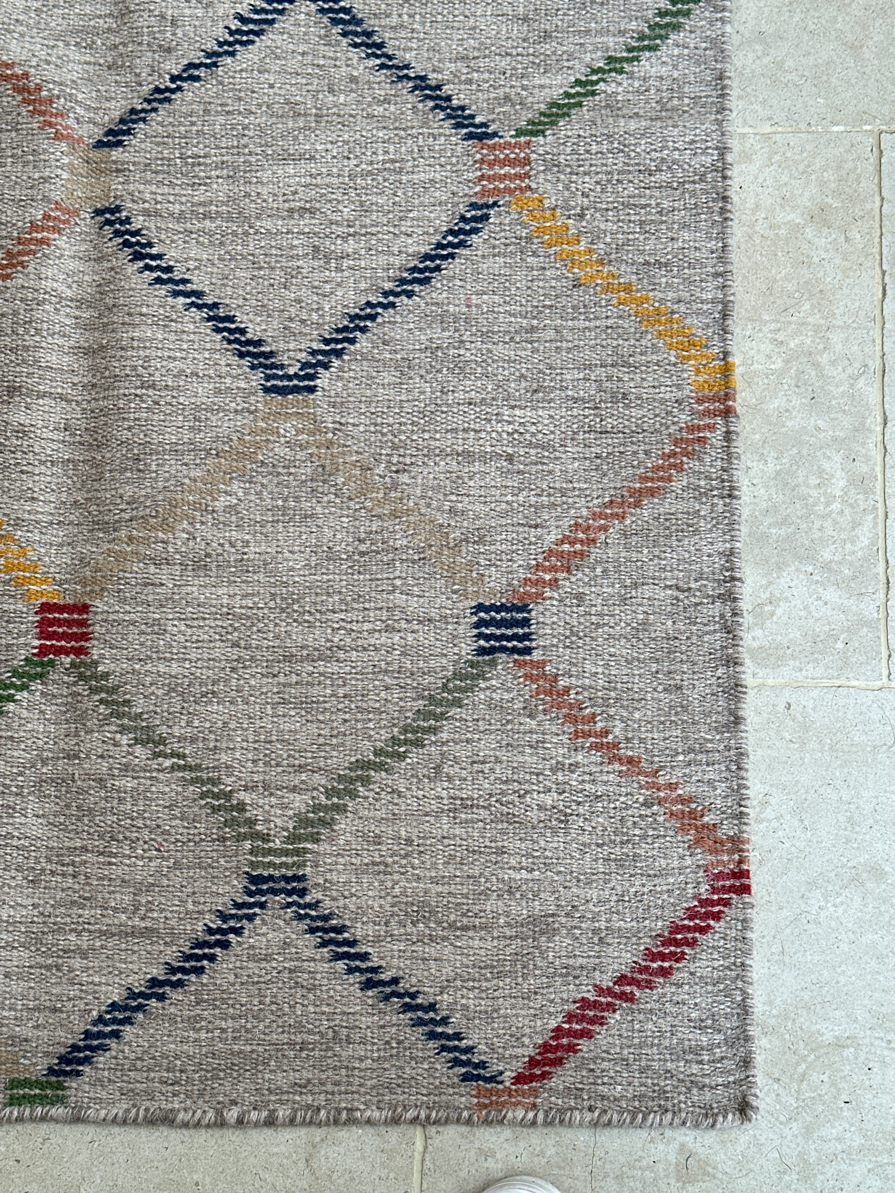 Large Polychrome Woollen flatweave rug