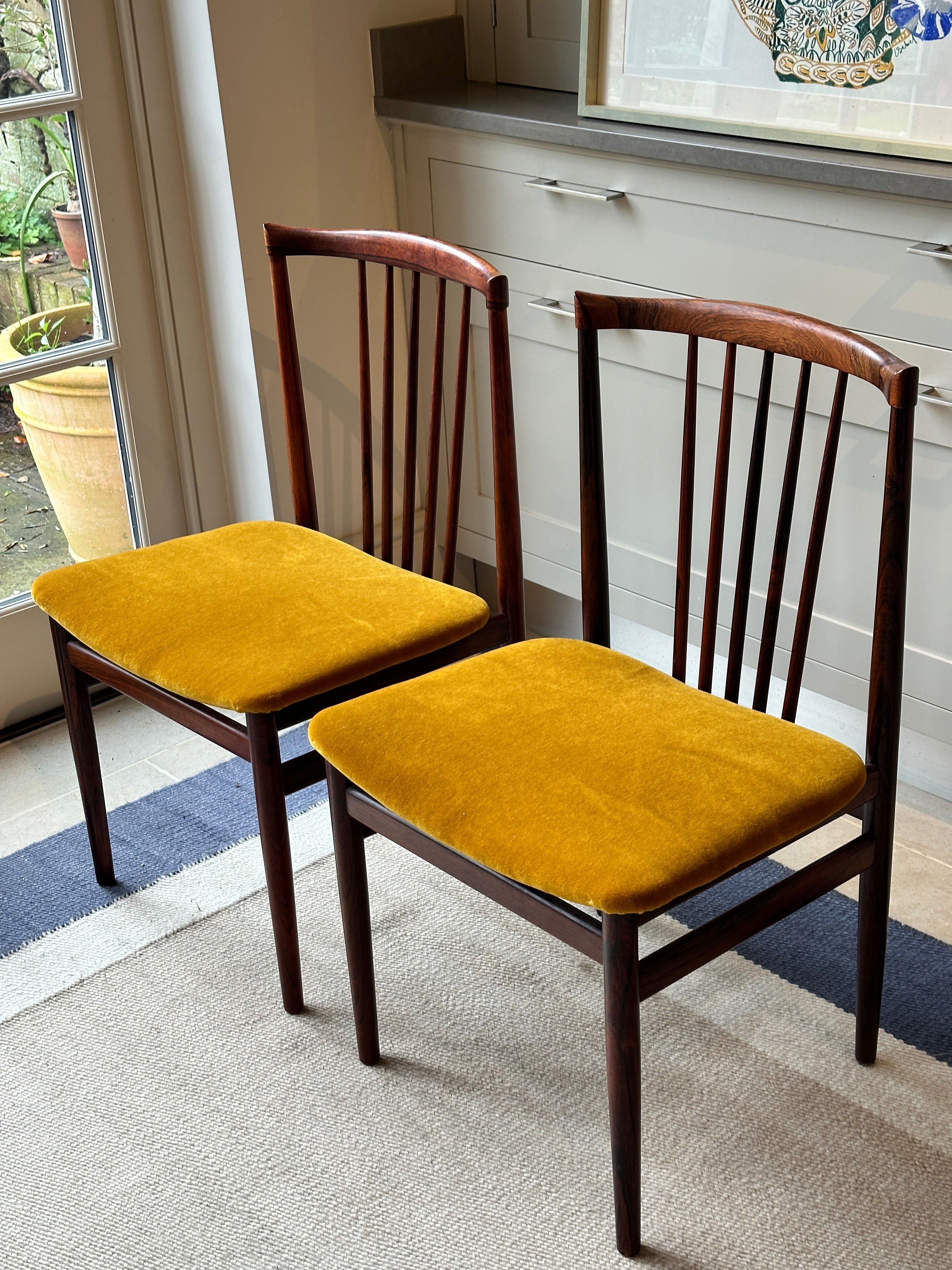 Pair of Danish Rosewood Chair in RU Mohair Velvet