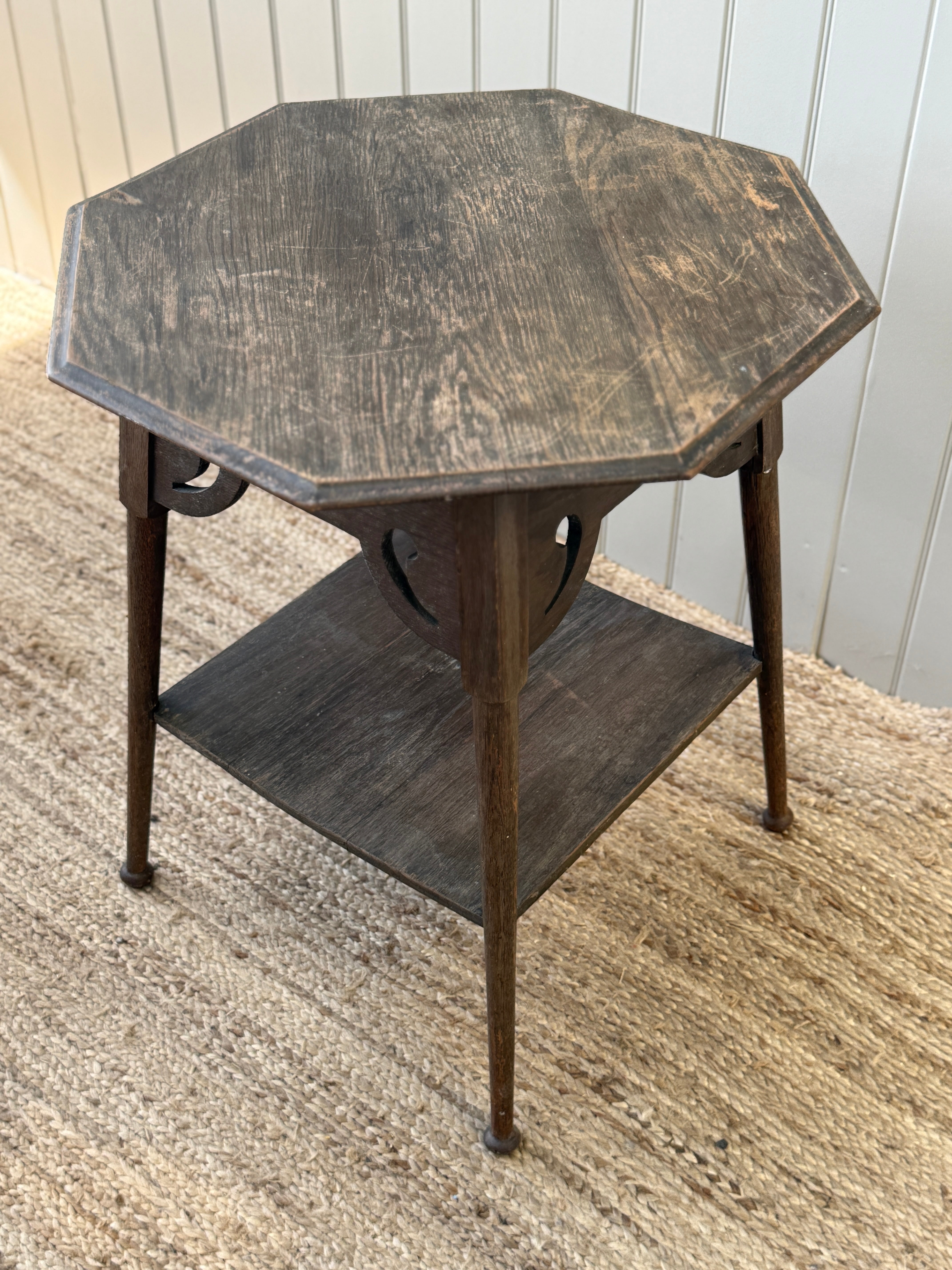 Early 20th Century Oak Octagonal Two-Tier Occasional Table