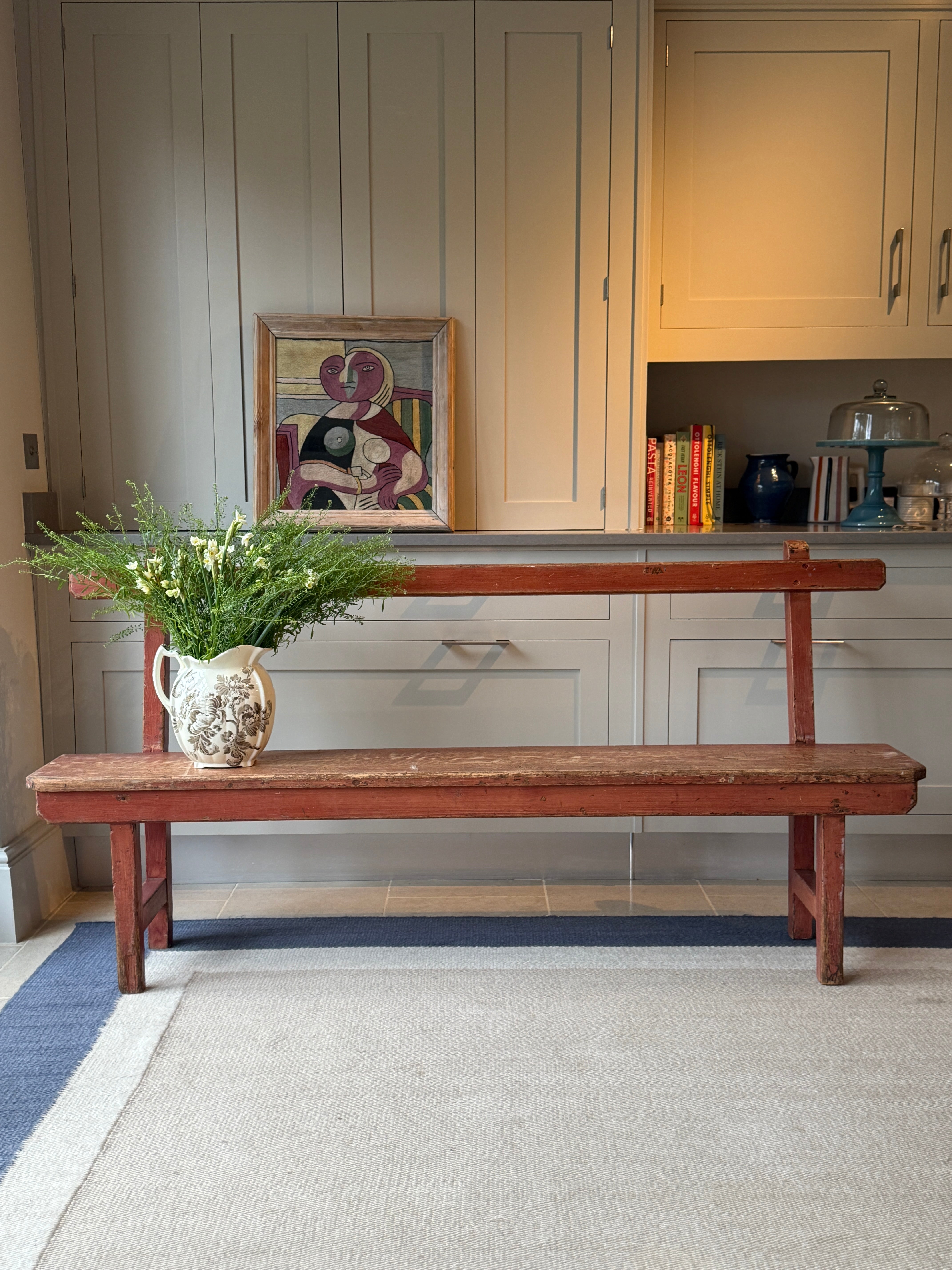 Rustic Red Painted Bench