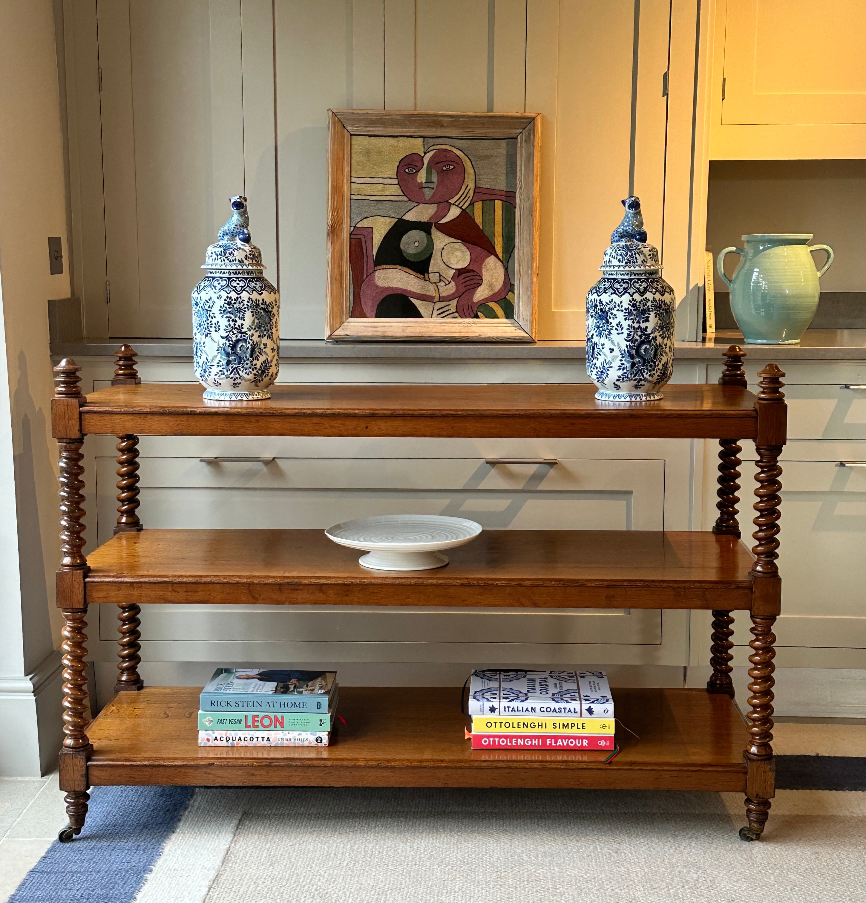 Amazing English Oak Buffet on Brass Castors