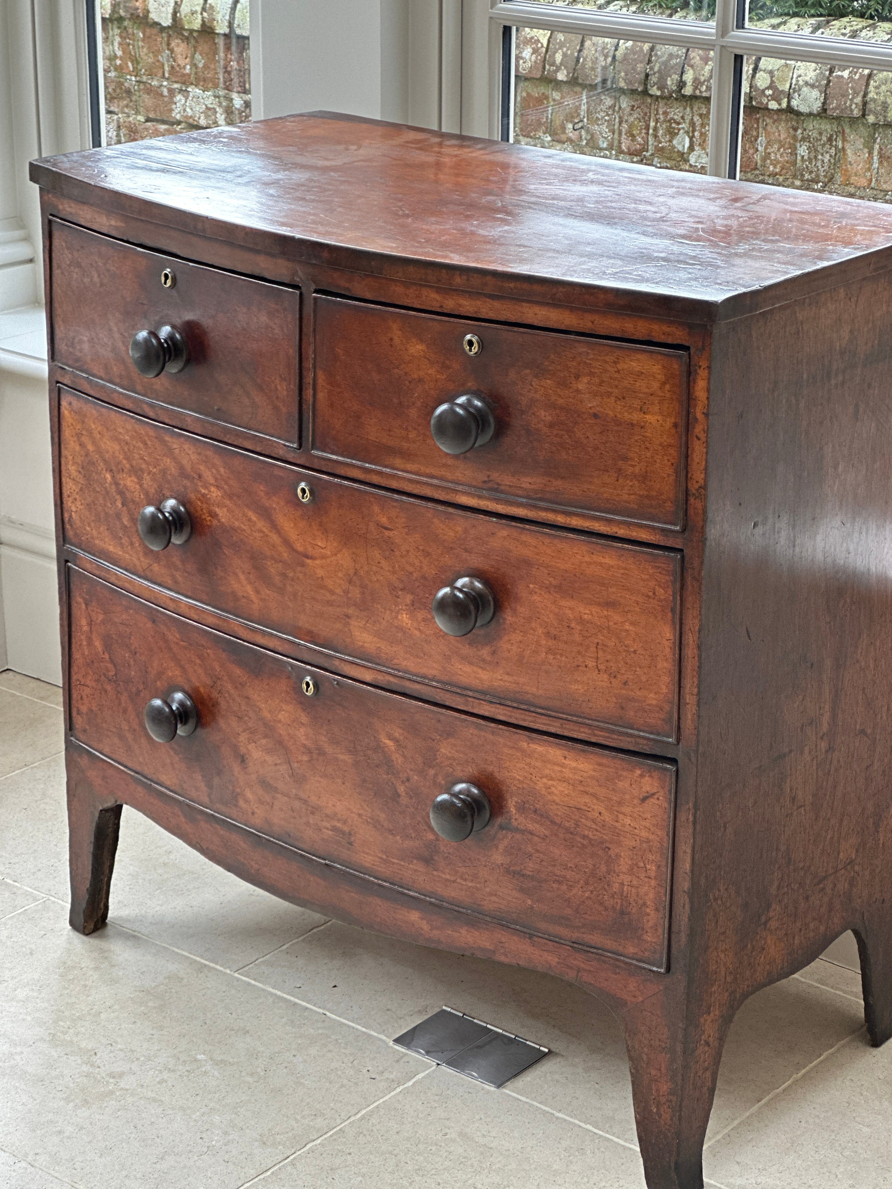 Small Bow Fronted Mahogany Chest of Drawers