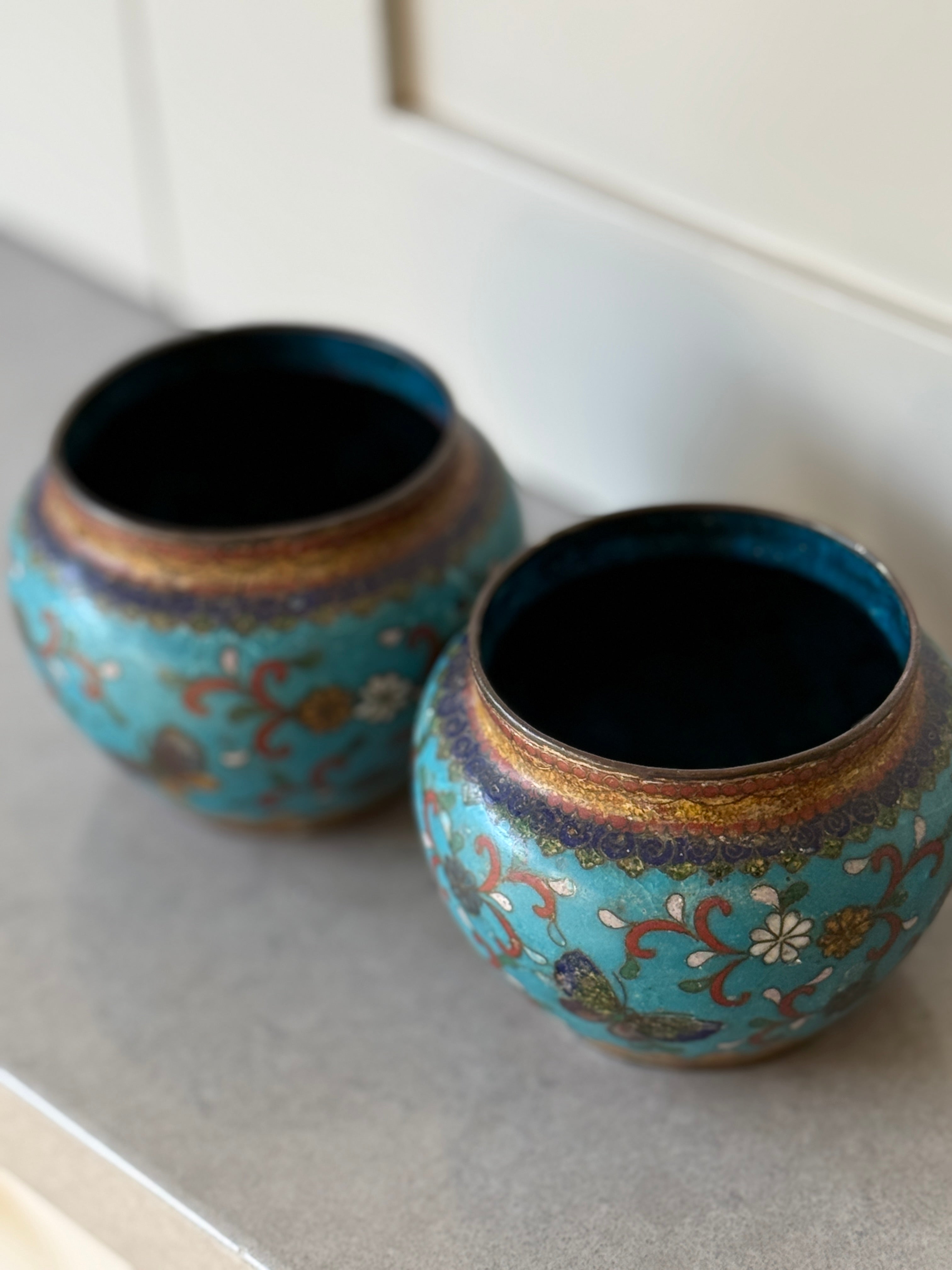 Pair of Cloisonné Enamel Jars, Japanese, Meiji Period