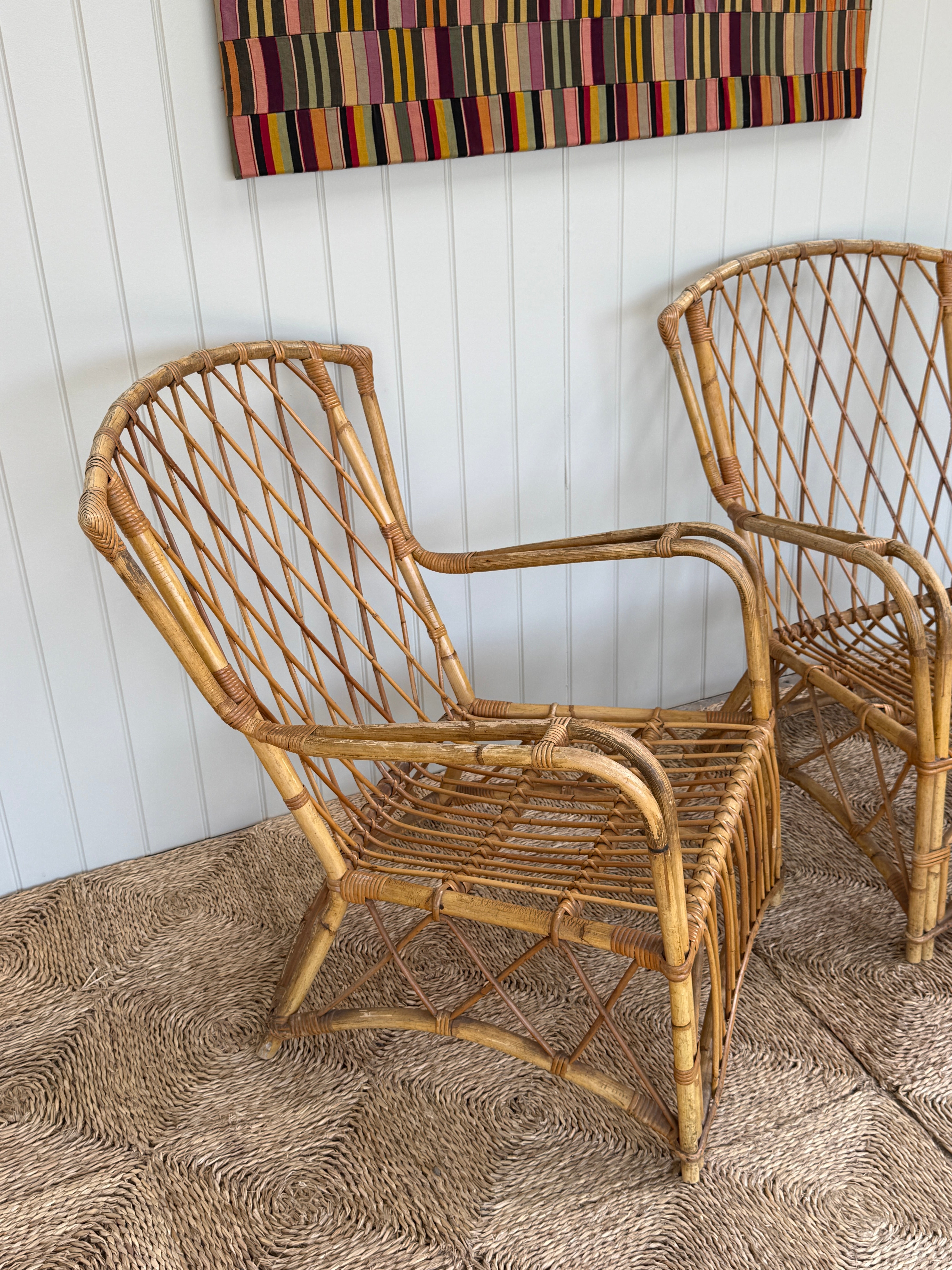 Pair of Mid Century French Cane Chairs