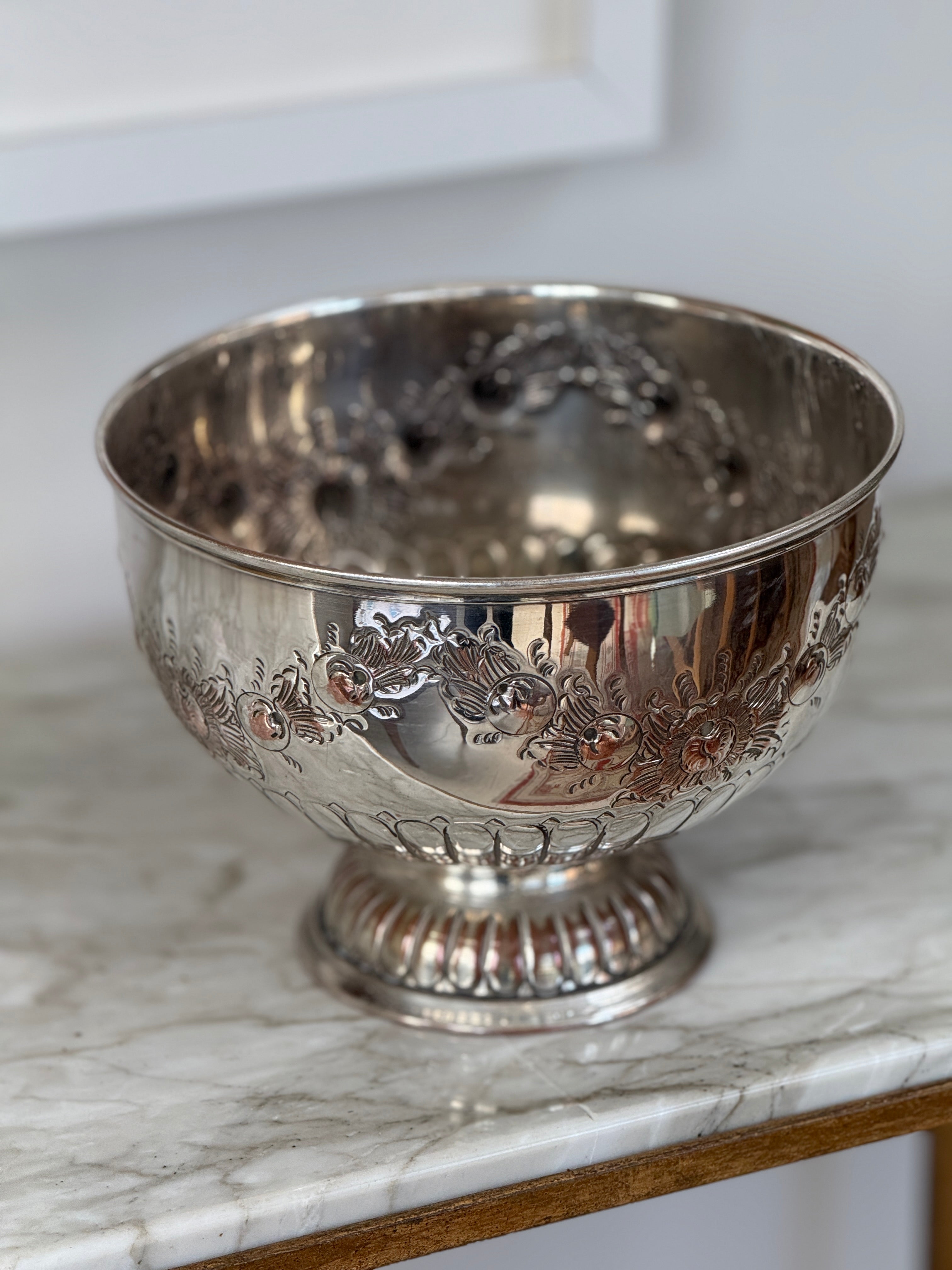 Small Decorative Silver Plate Pedestal bowl