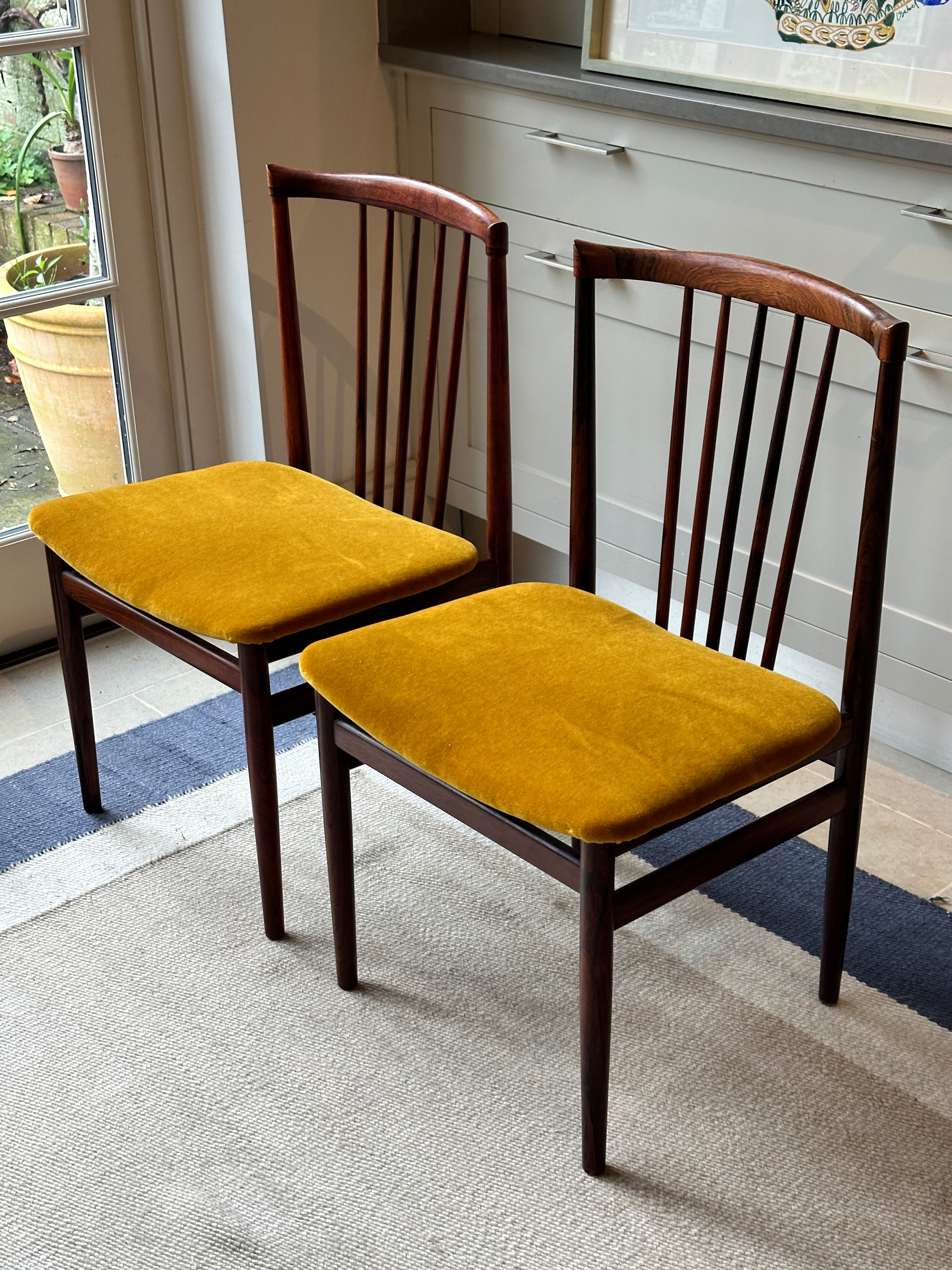 Pair of Danish Rosewood Chair in RU Mohair Velvet