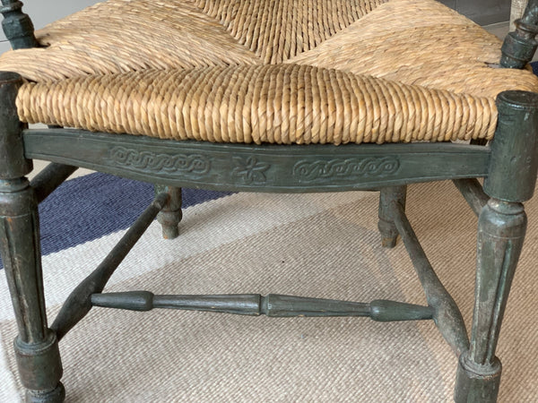 French Painted Rush Seat Chair