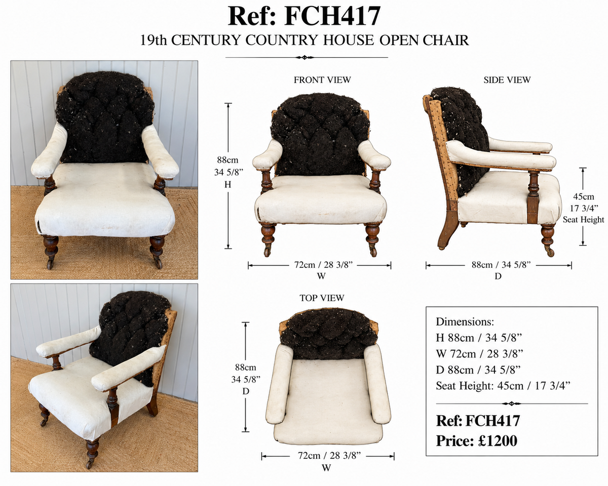 19th Century Country House Open Chair — specification