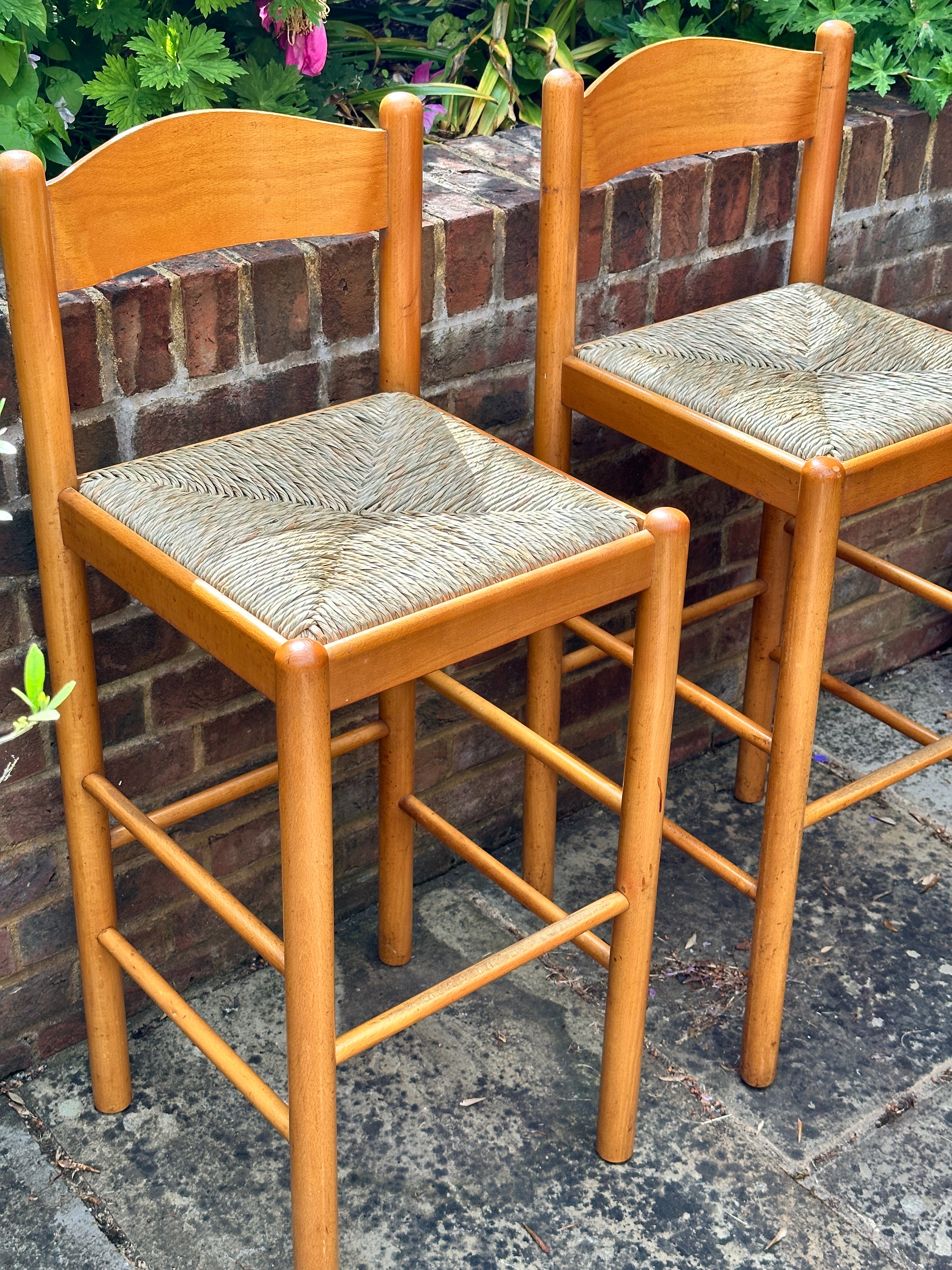 Pair of Natural Beech bar stools