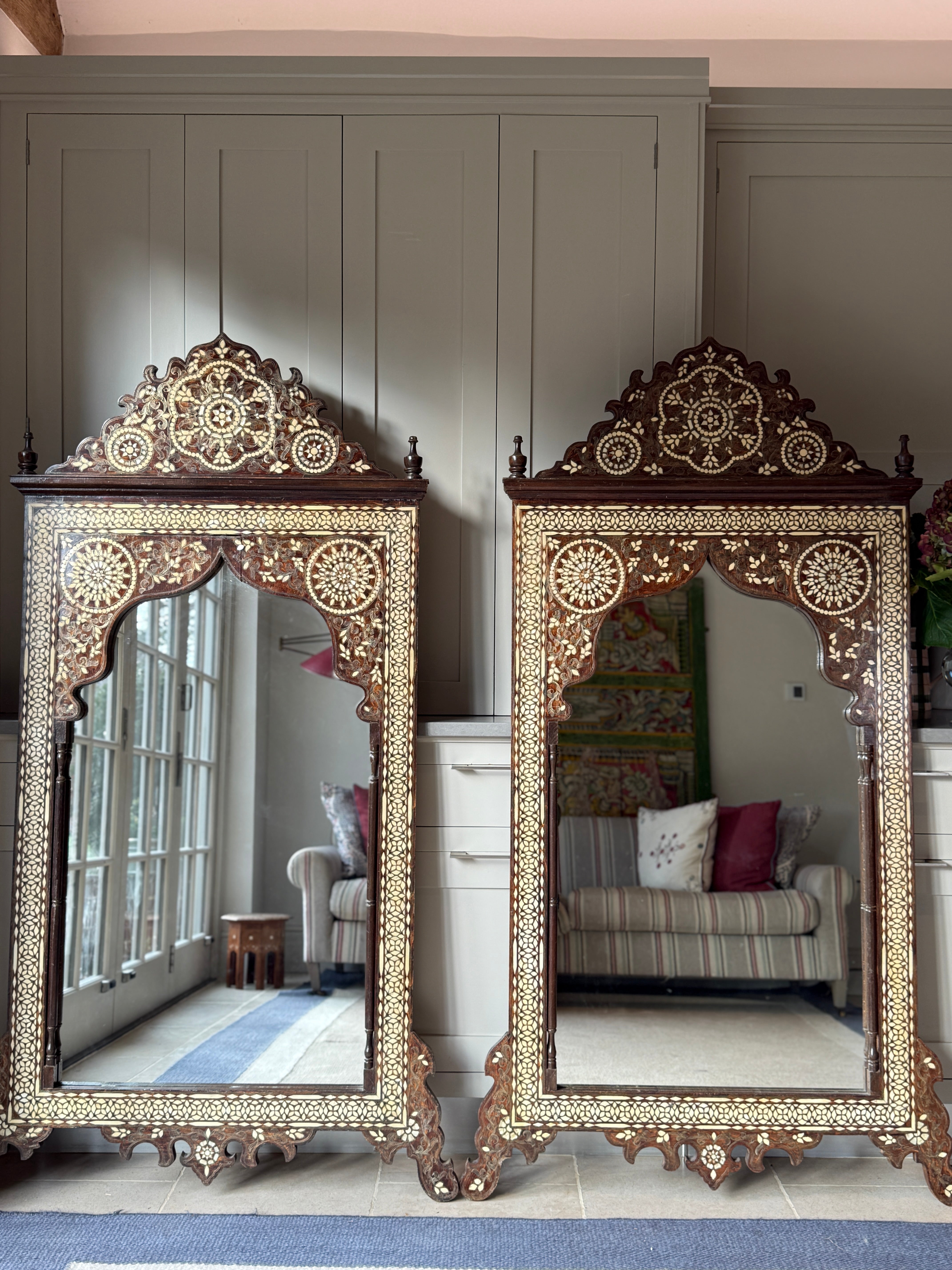Pair of Very Large Matching Hoshiarpur Mirrors
