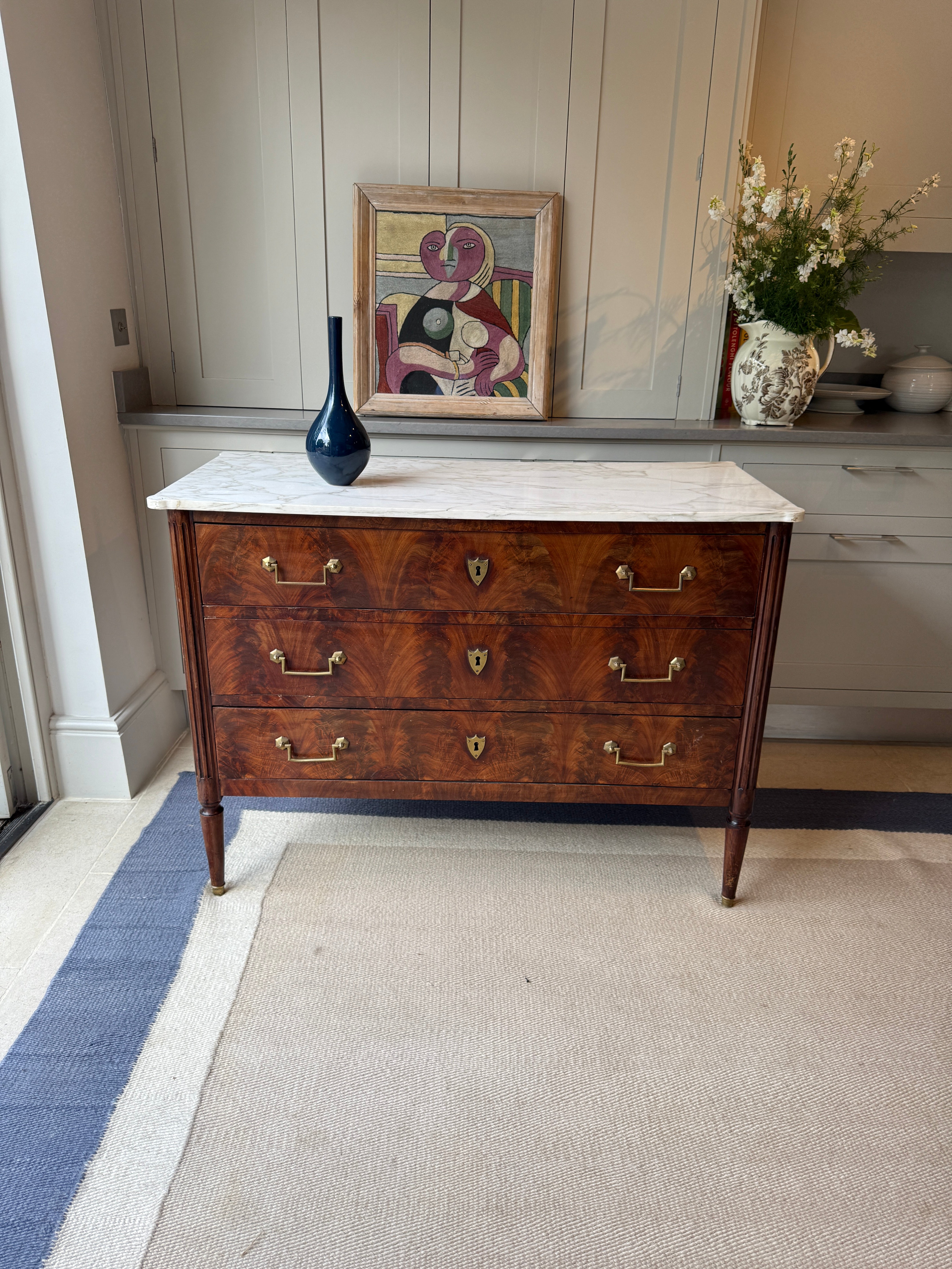 Louis XVI White Marble topped Commode