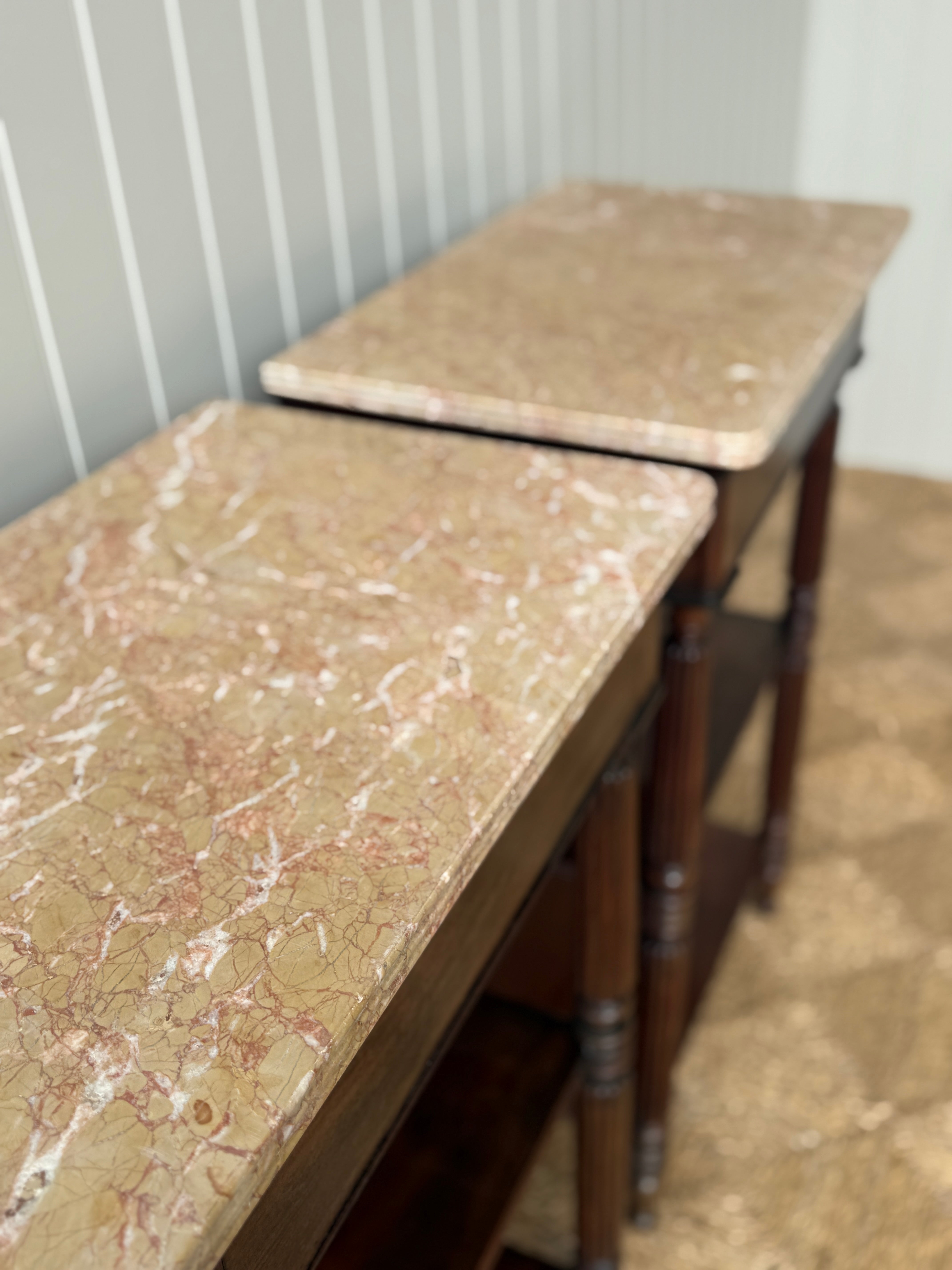 Pair of Tall Marble Topped Etageres