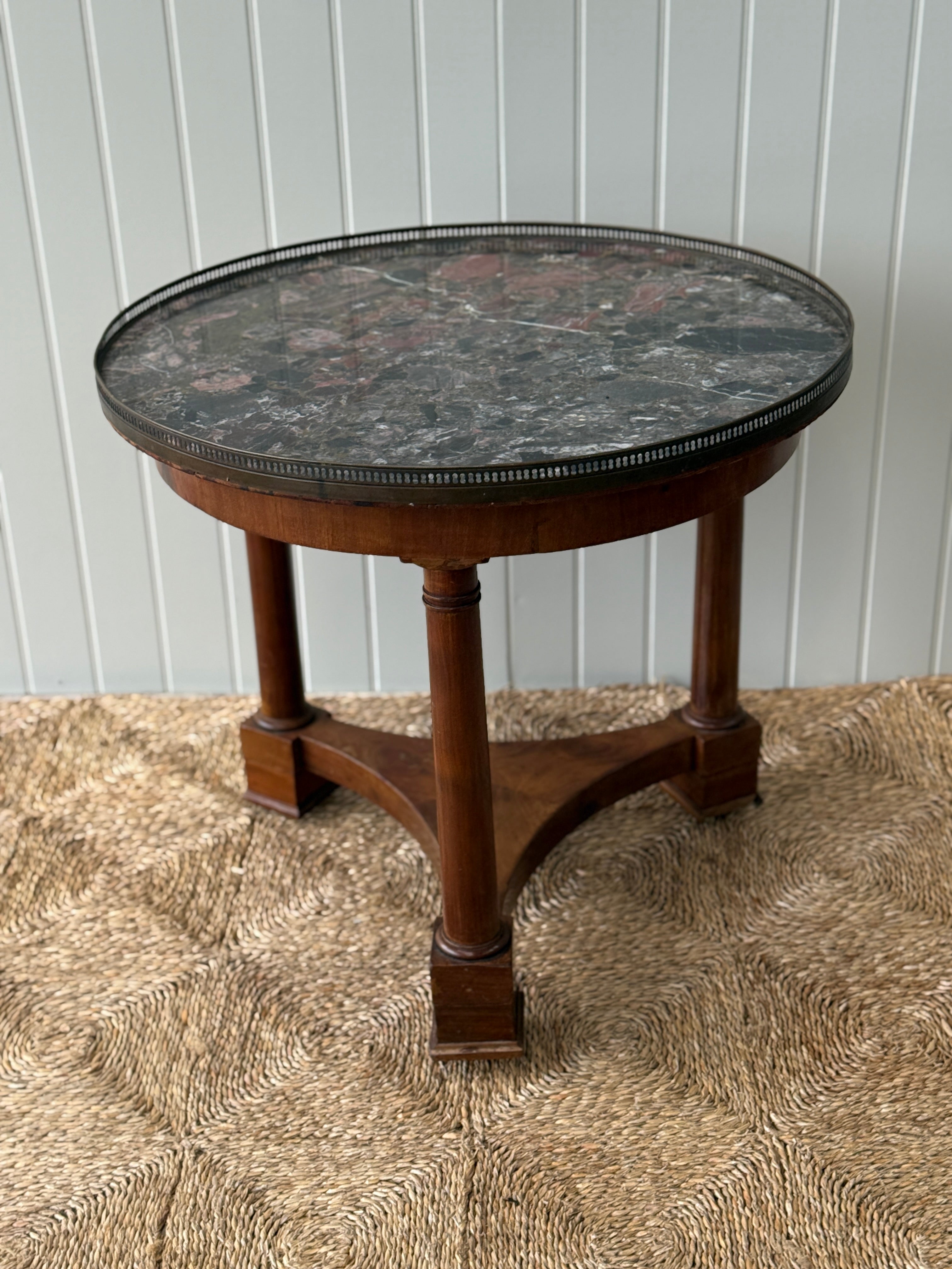 French Gueridon with galleried Marble Top