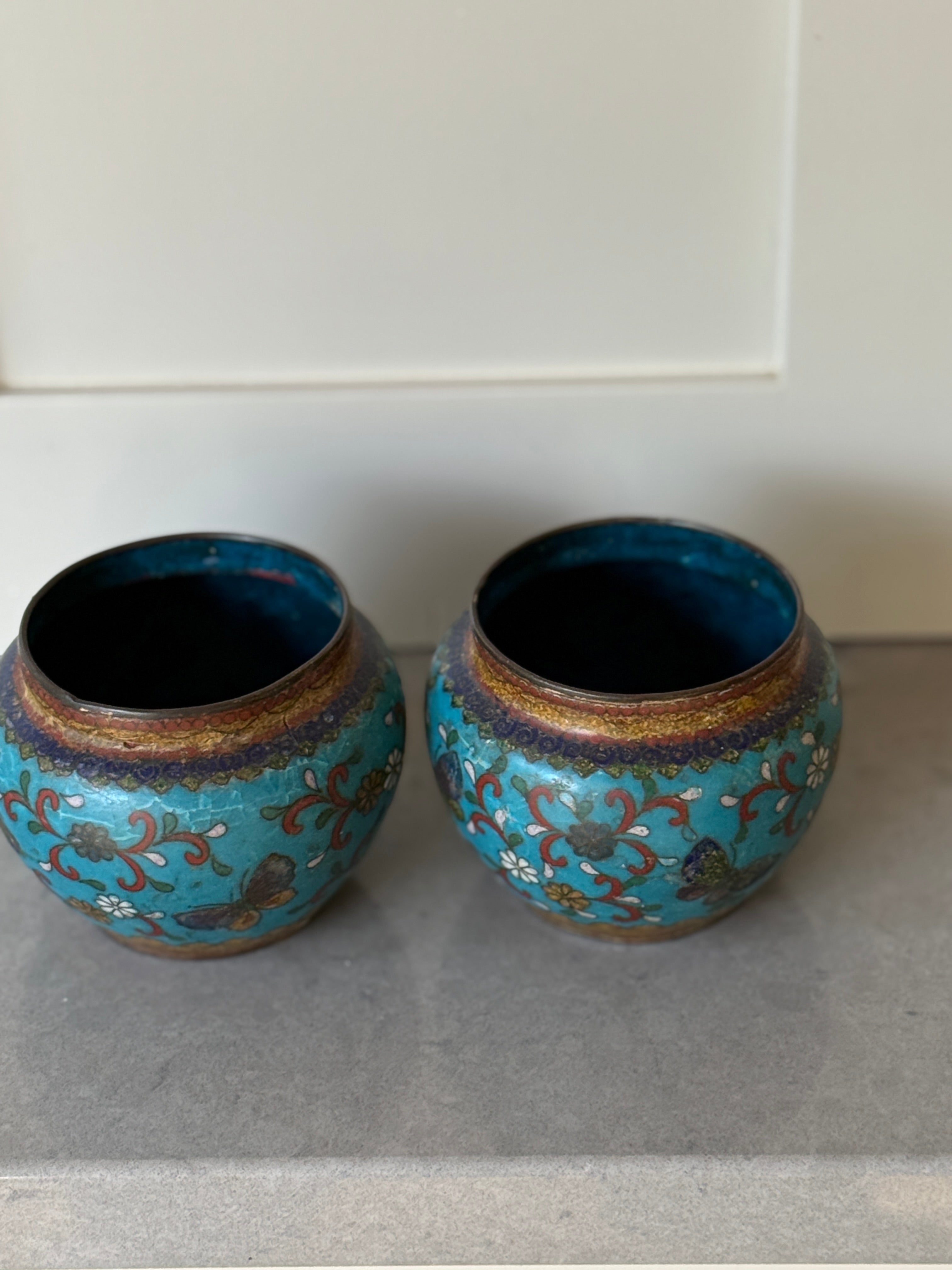 Pair of Cloisonné Enamel Jars, Japanese, Meiji Period