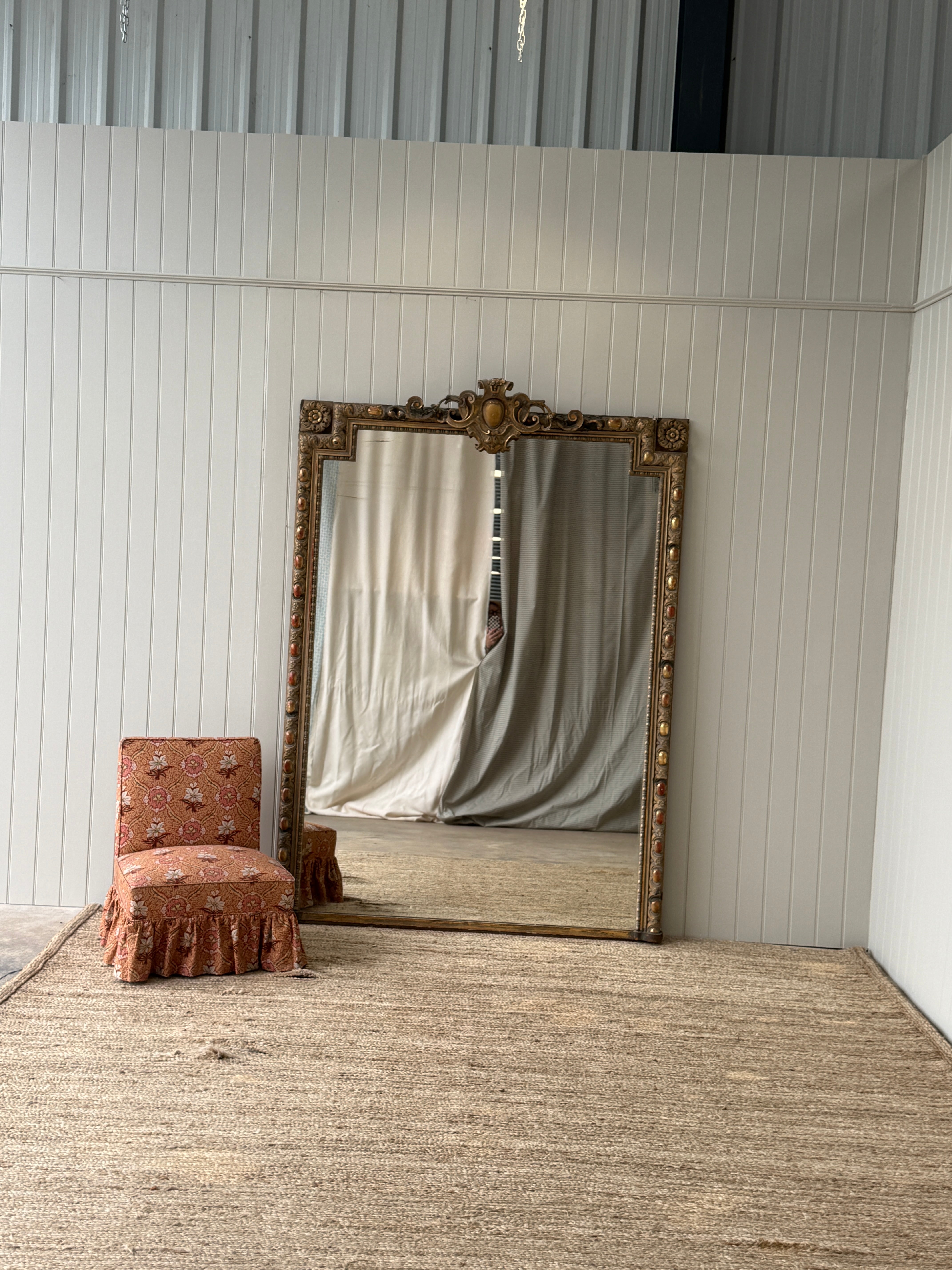 Huge French Gilt Mirror - Faded Grande Dame