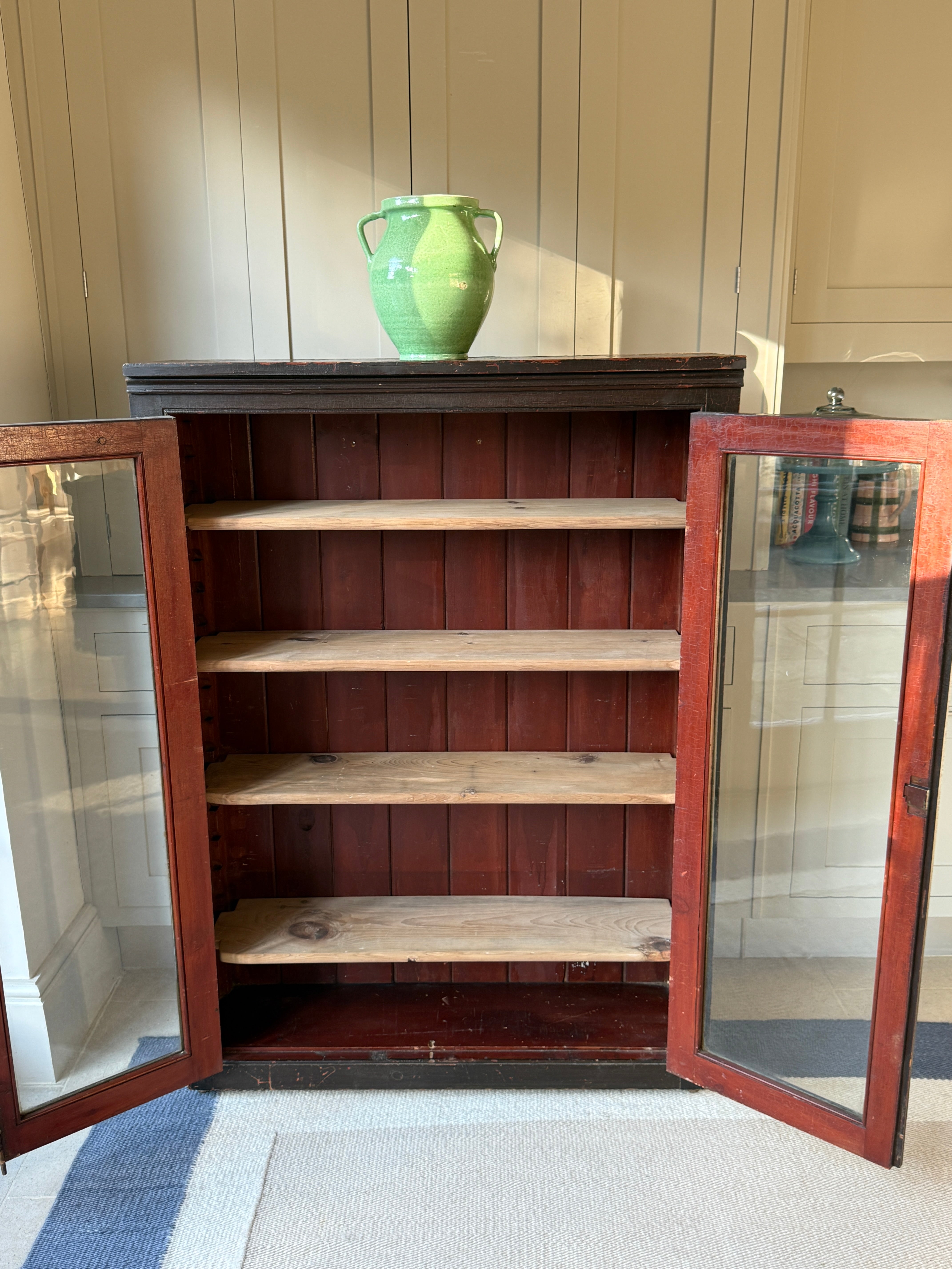 Antique Painted Pine Glazed Cabinet