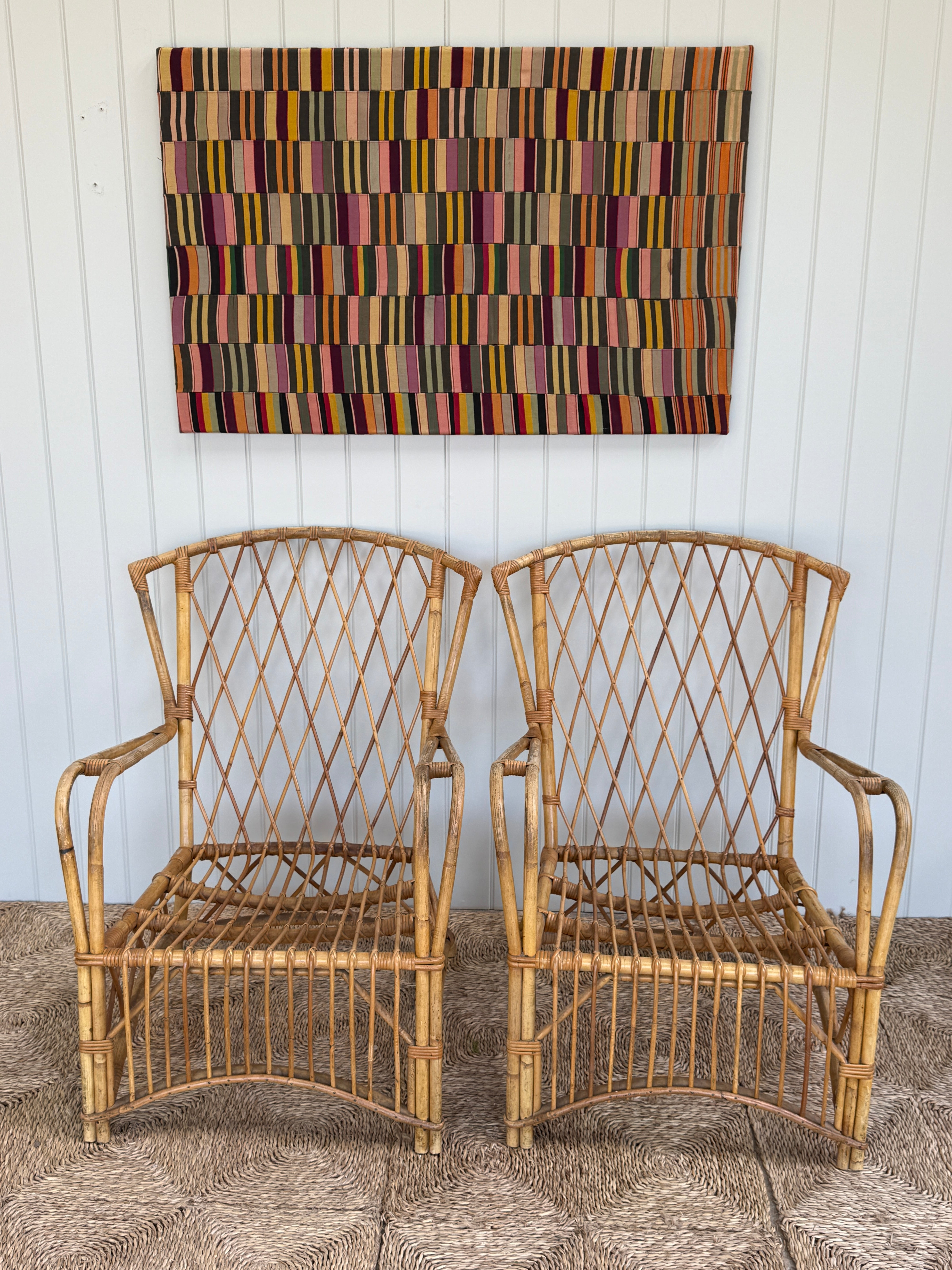 Pair of Mid Century French Cane Chairs