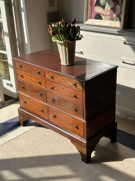 Small Early 20th Century Mahogany Chest with Multiple Drawers