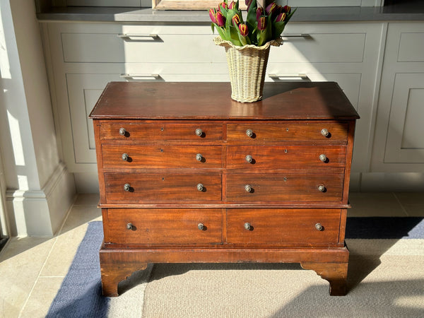 Small Early 20th Century Mahogany Chest with Multiple Drawers