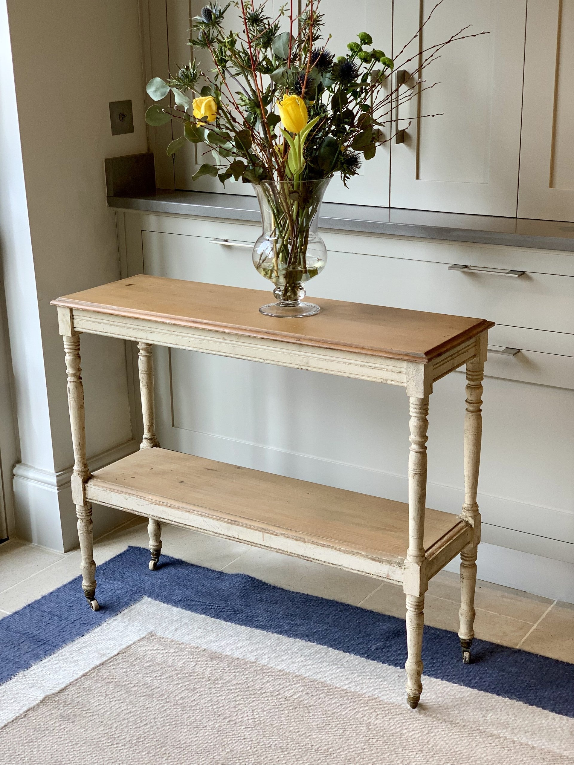 Painted Two Tier Table on Castors