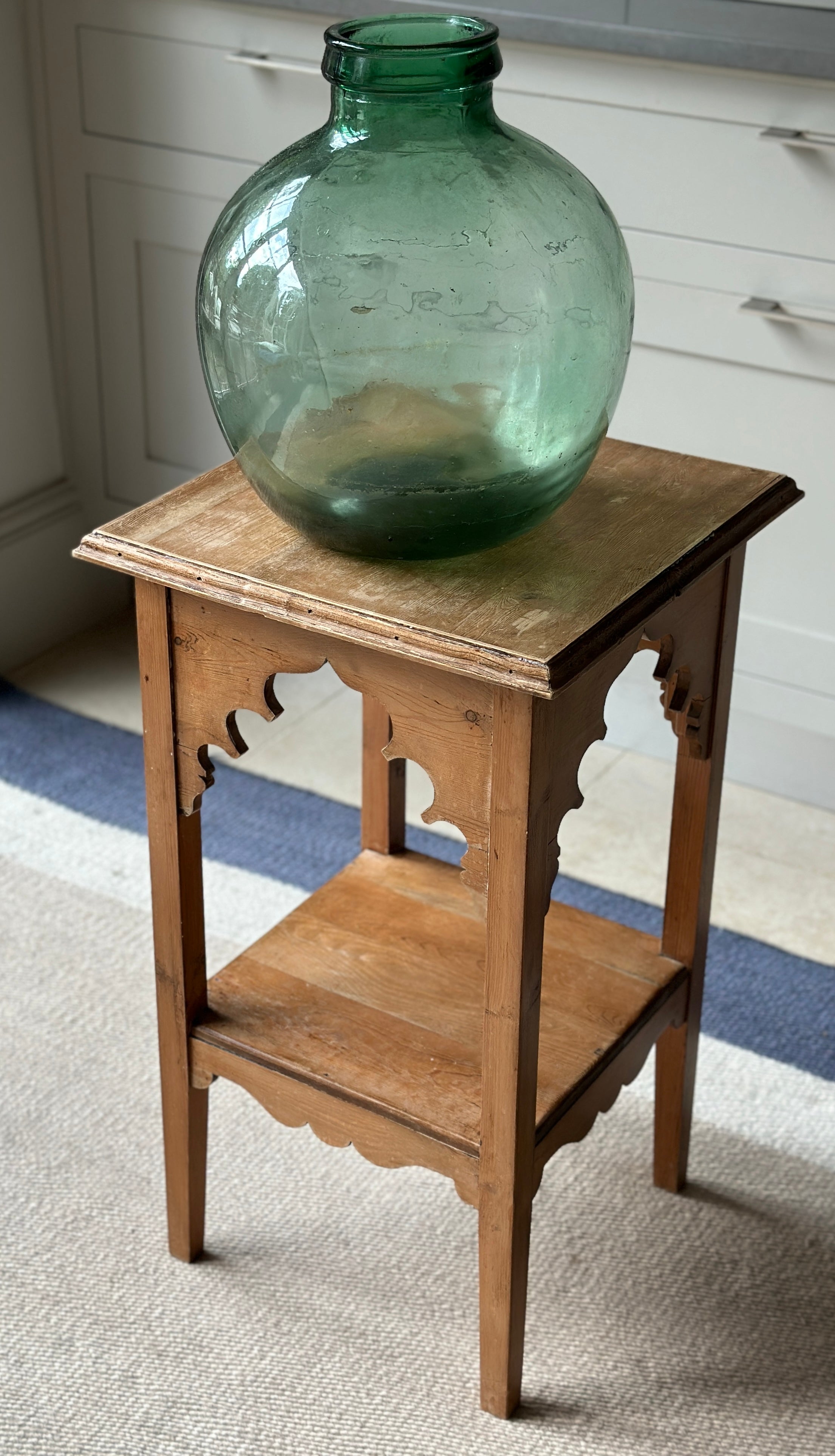 Small Vintage Pine Side Table with Shelf